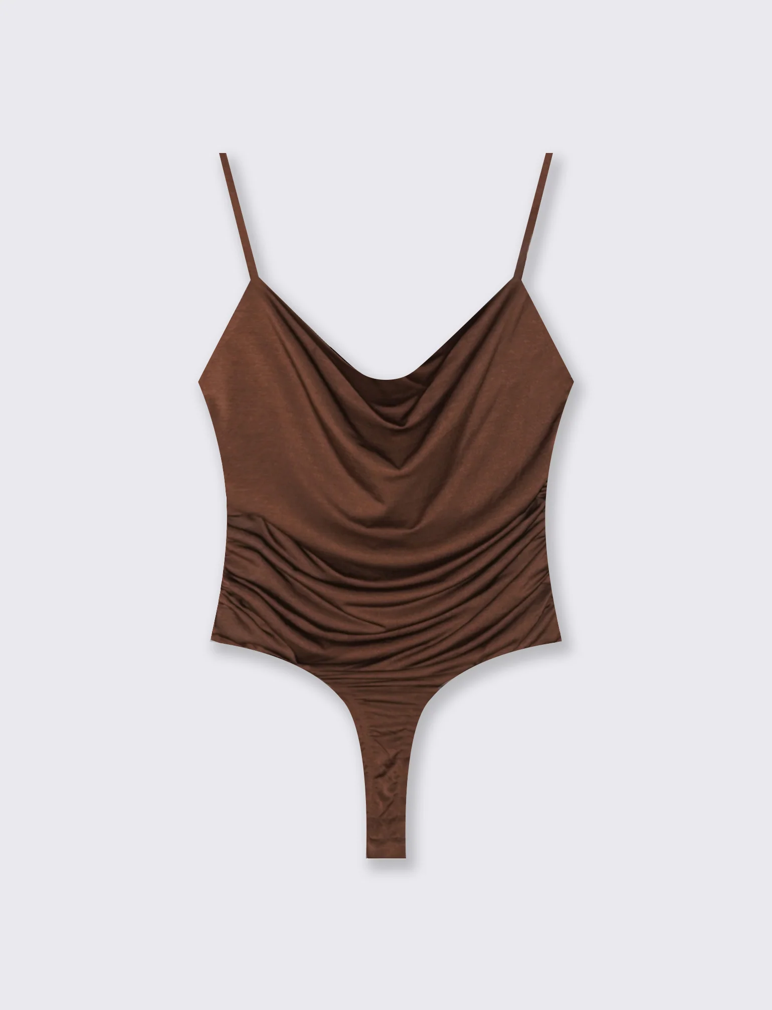 Body con spalline e scollo morbido - Marrone cioccolato - Image 2