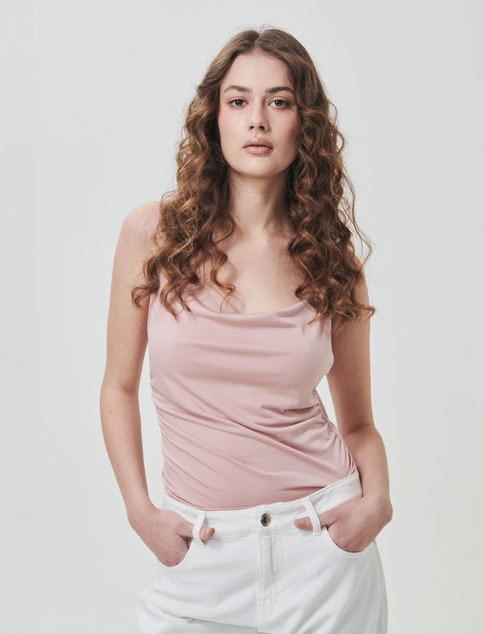 Body con spalline e scollo morbido - Rosa antico - Image 4