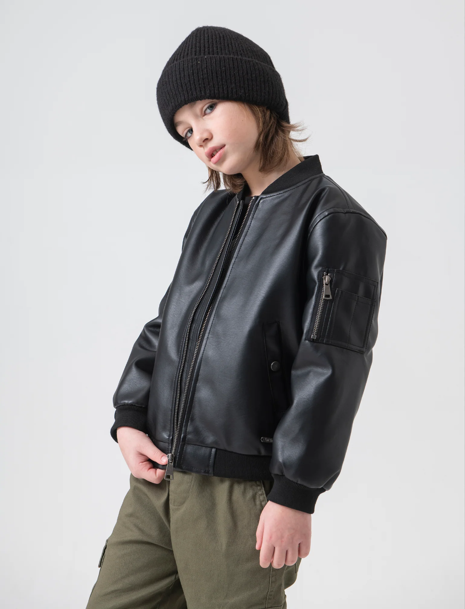 Bomber in finta pelle - Nero