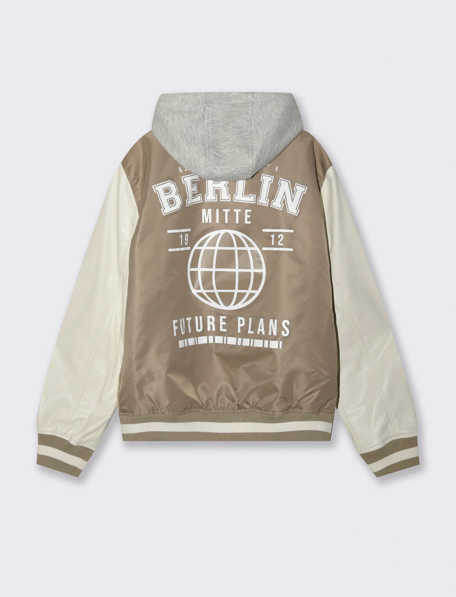 BOMBER VARSITY CON CAPPUCCIO - Grigio tortora - Image 3