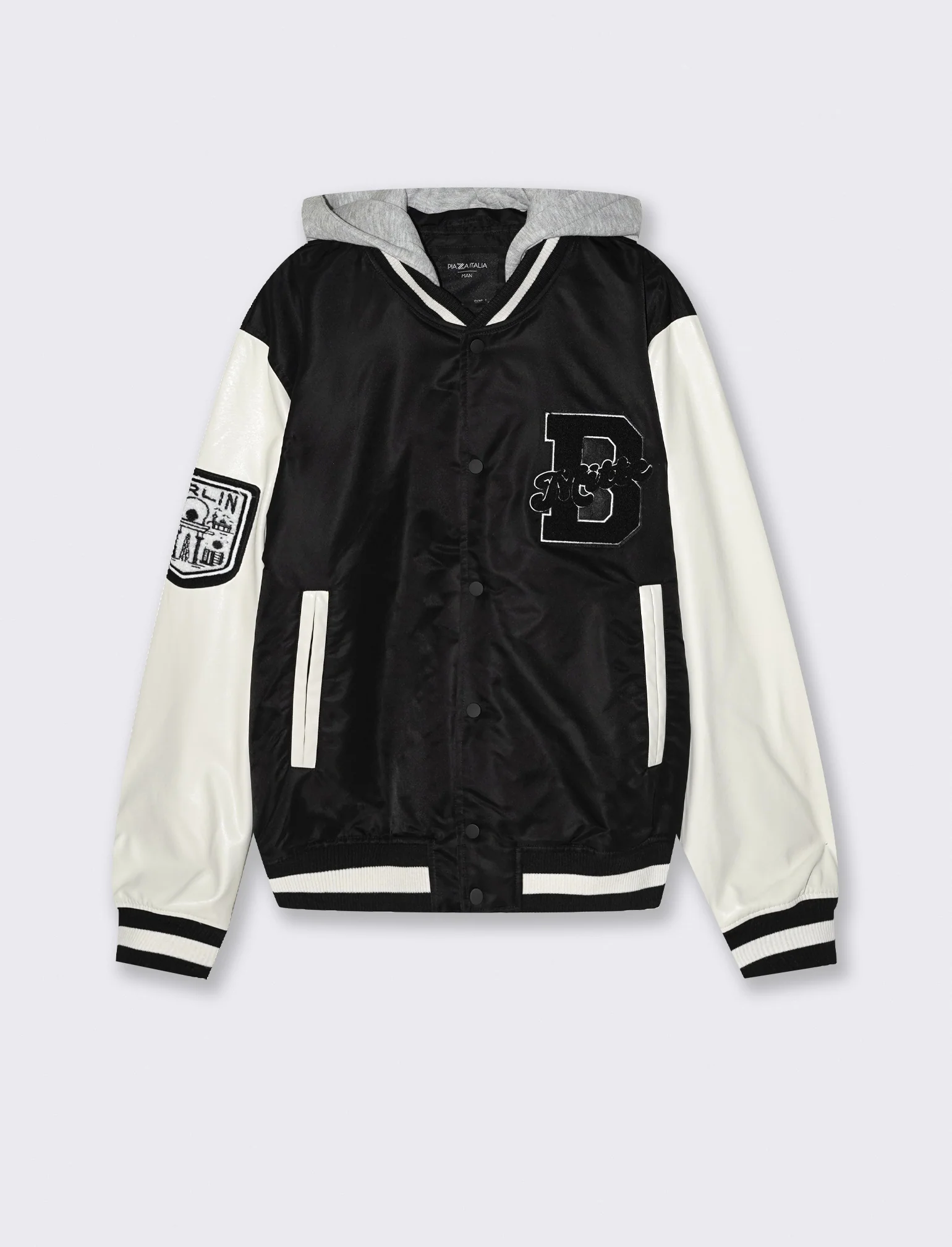 BOMBER VARSITY CON CAPPUCCIO - Nero
