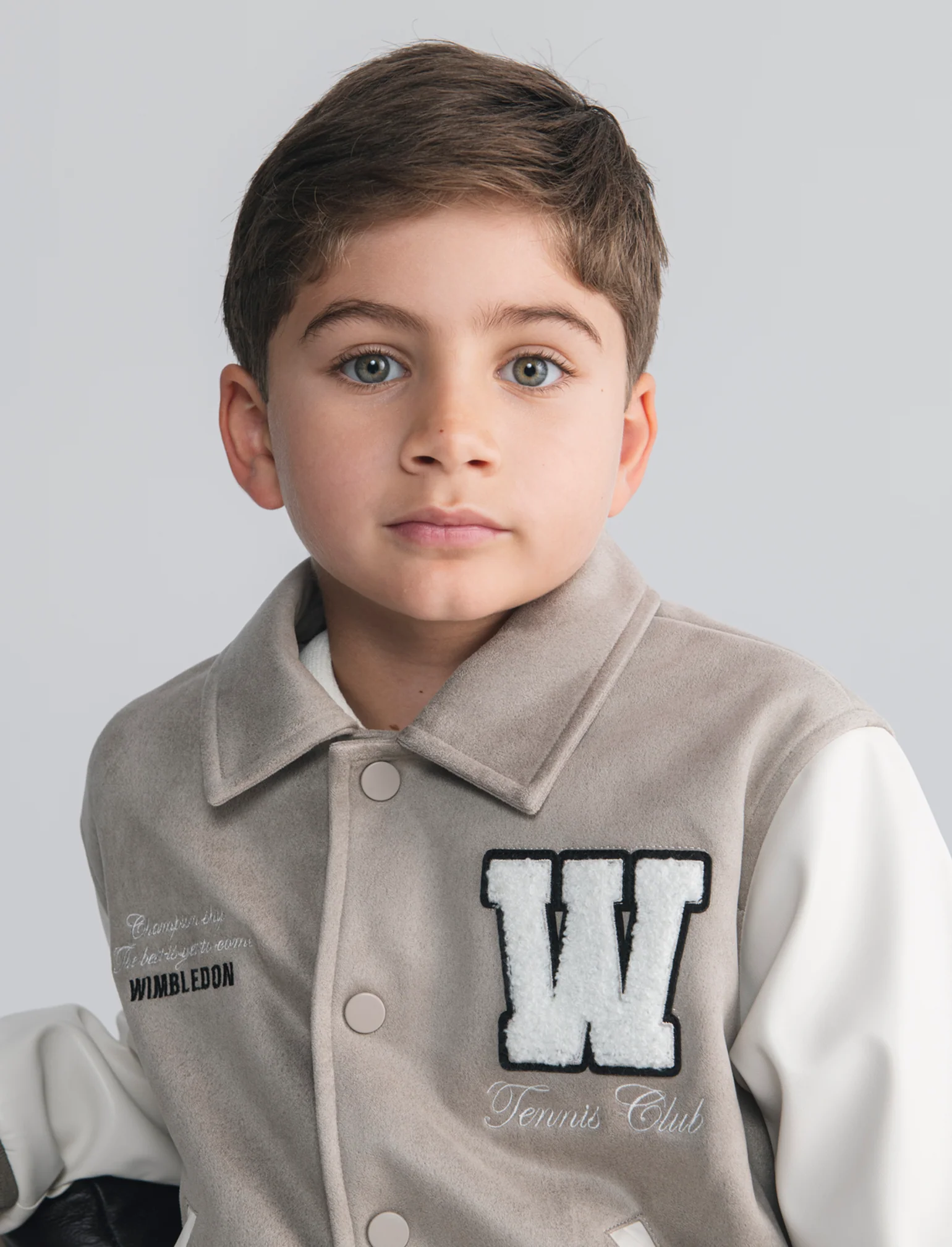 Bomber varsity oversize con zip e patch - Grigio tortora - Image 4