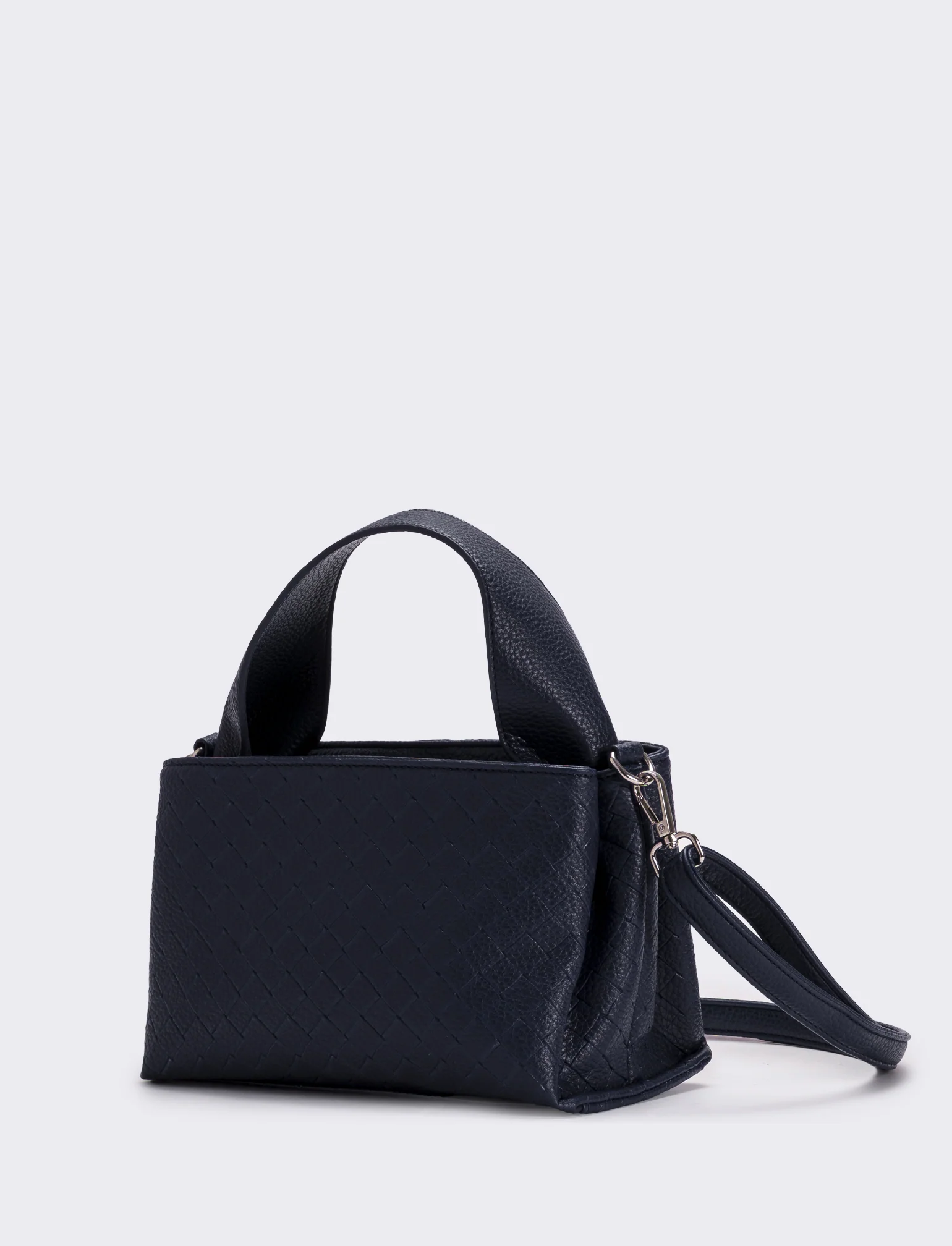 Borsa a mano con stampa intreccio donna - Blu - Image 2