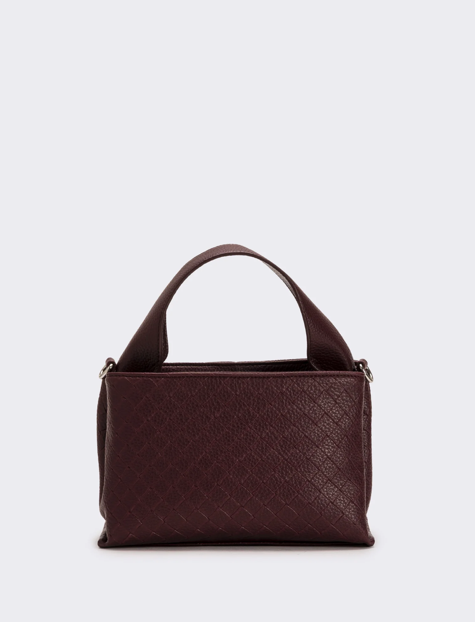 Borsa a mano con stampa intreccio donna - Bordeaux