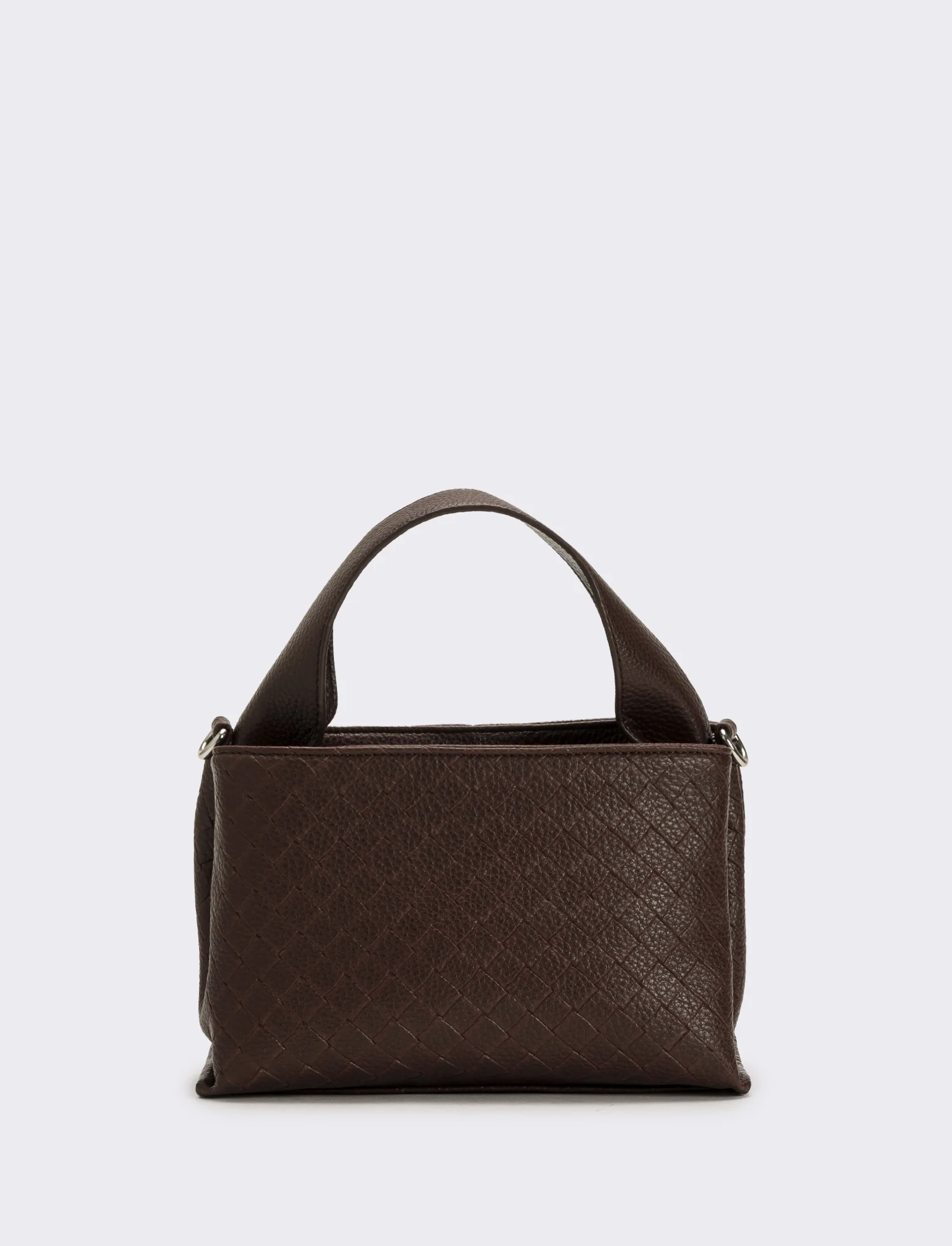 Borsa a mano con stampa intreccio donna - Marrone