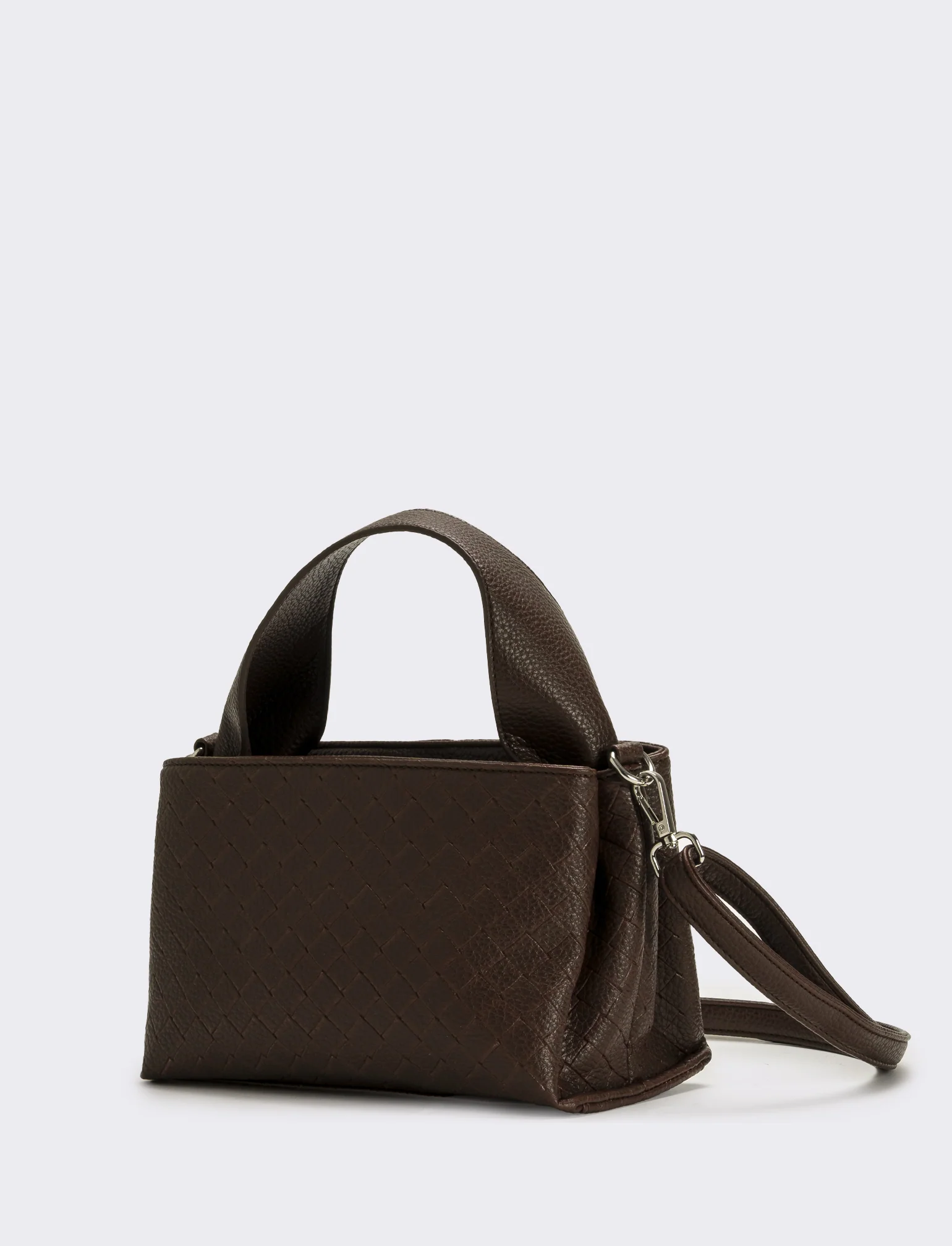 Borsa a mano con stampa intreccio donna - Marrone - Image 2