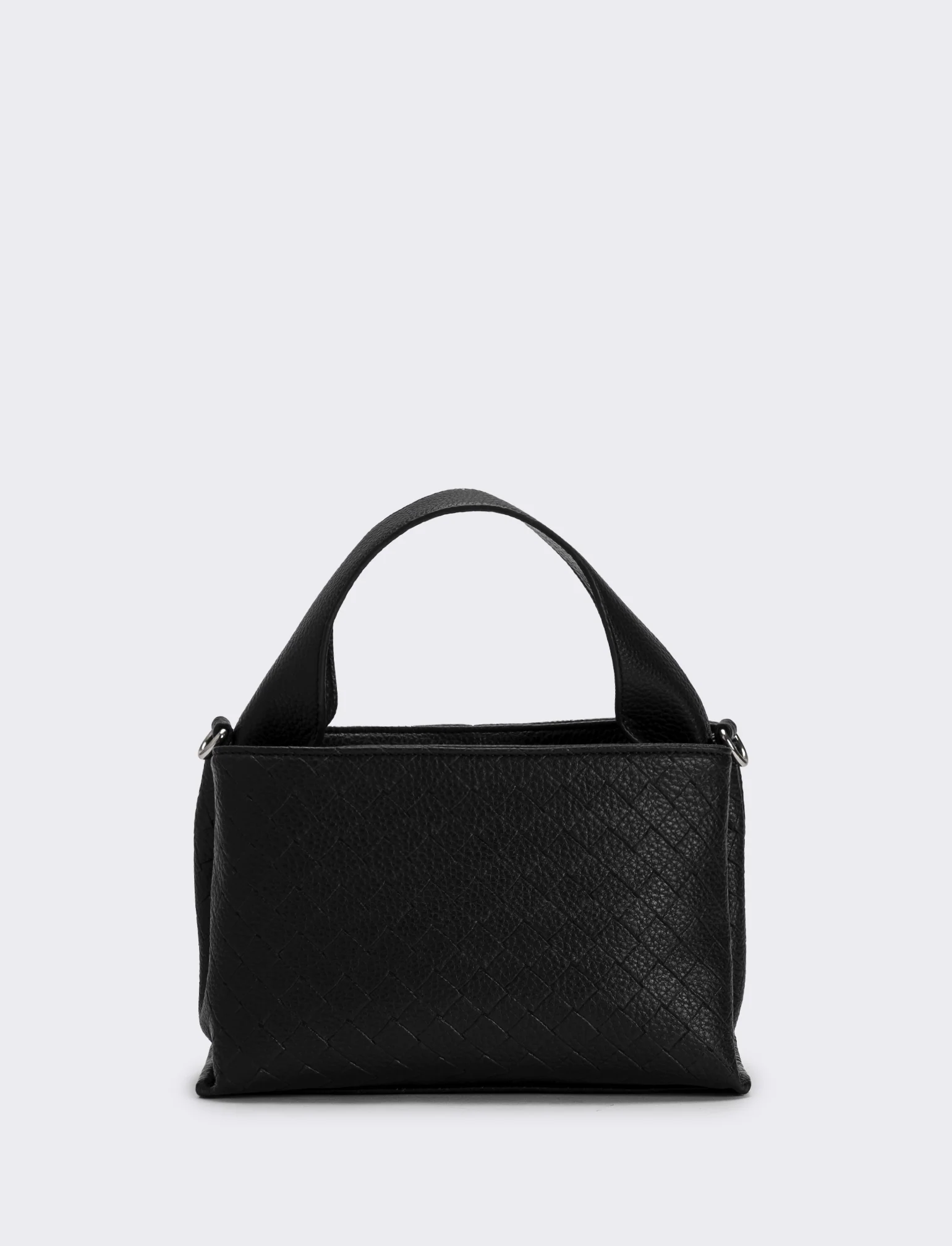 Borsa a mano con stampa intreccio donna - Nero