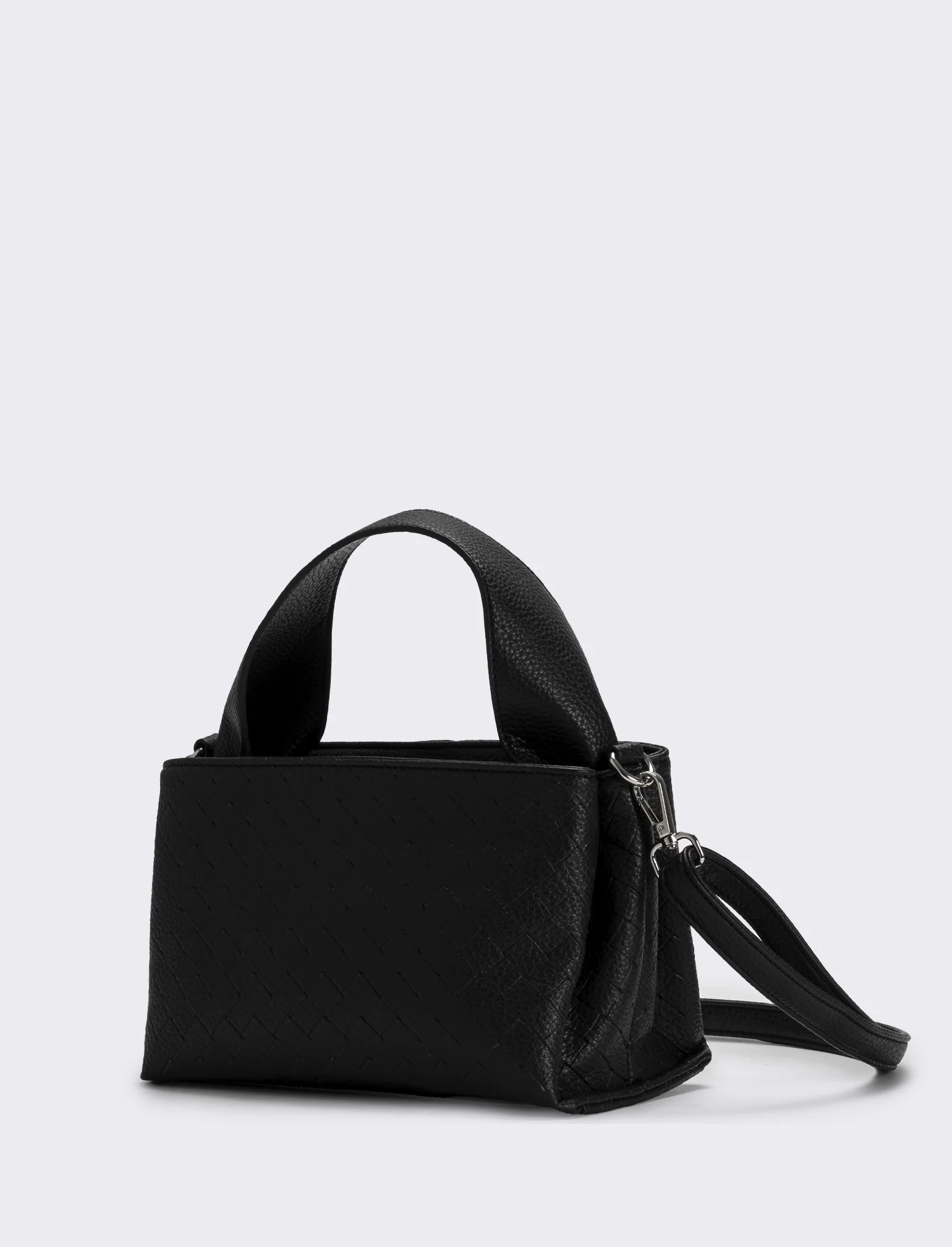 Borsa a mano con stampa intreccio donna - Nero - Image 2