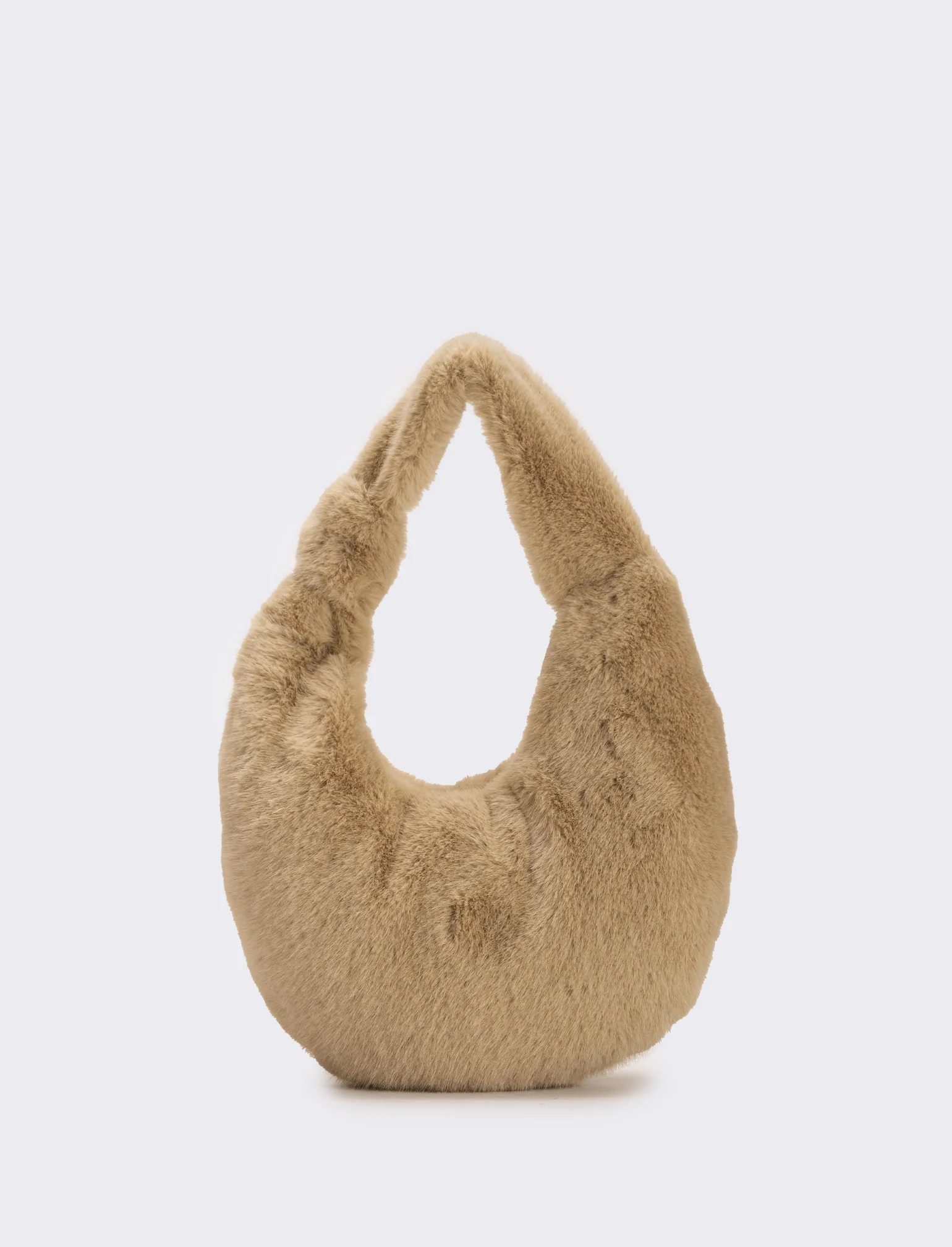 Borsa a mano donna in finta pelliccia - Beige - Image 2