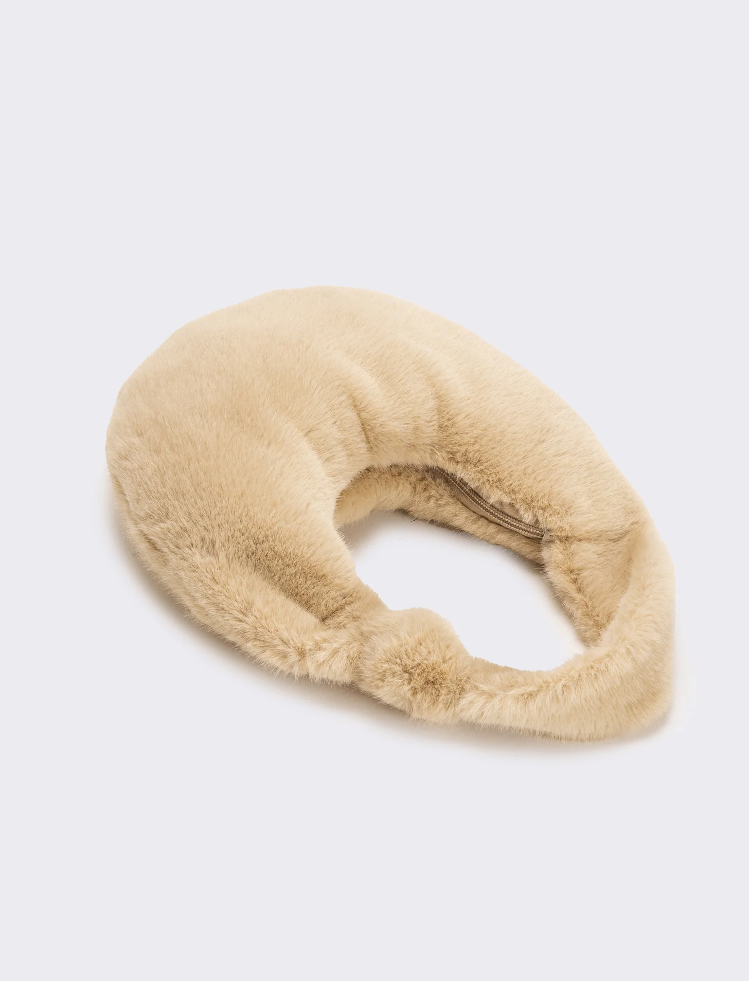 Borsa a mano donna in finta pelliccia - Beige - Image 4