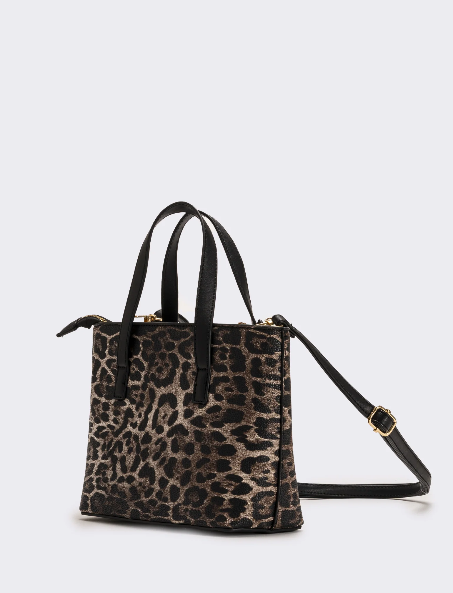Borsa a mano donna leopardata stampata - Nero - Image 2
