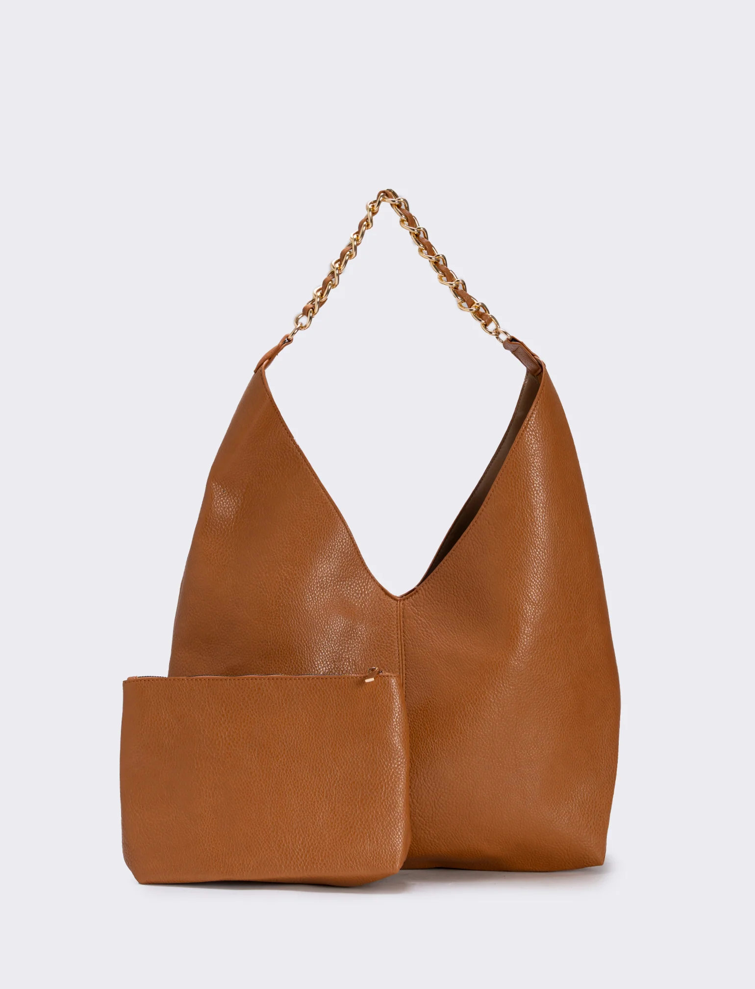 Borsa a sacca con catena elegante - Cuoio - Image 3