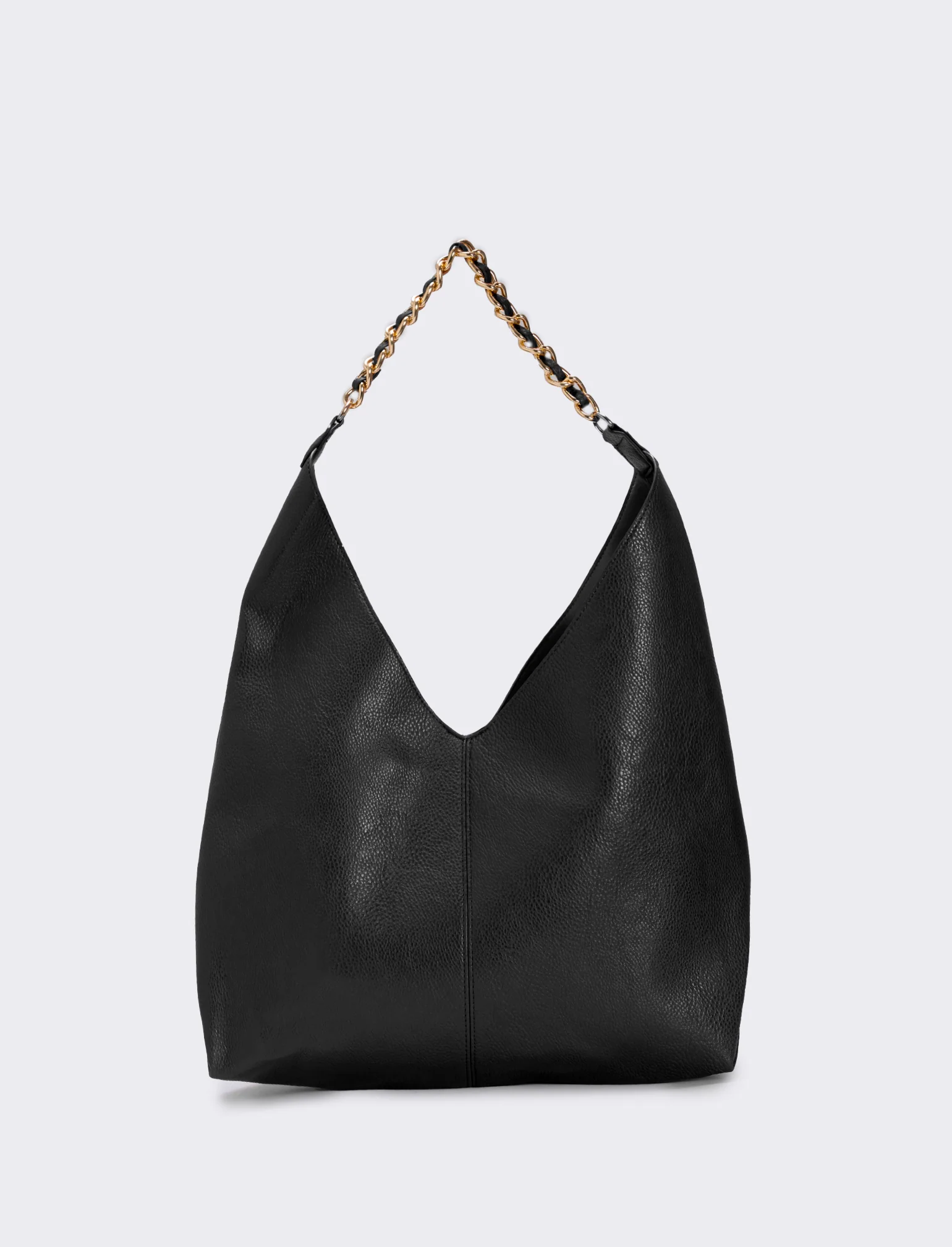 Borsa a sacca con catena elegante - Nero