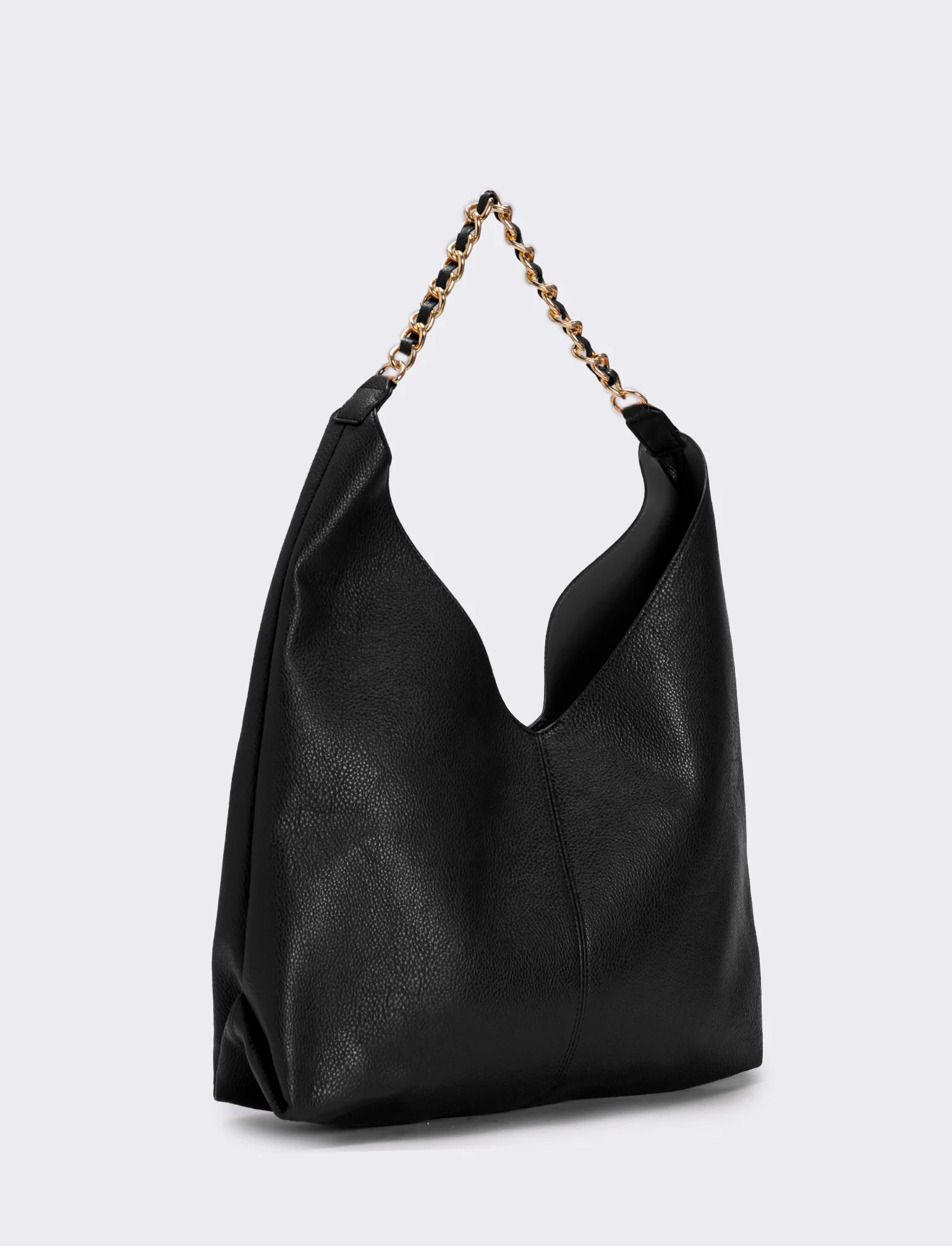 Borsa a sacca con catena elegante - Nero - Image 2