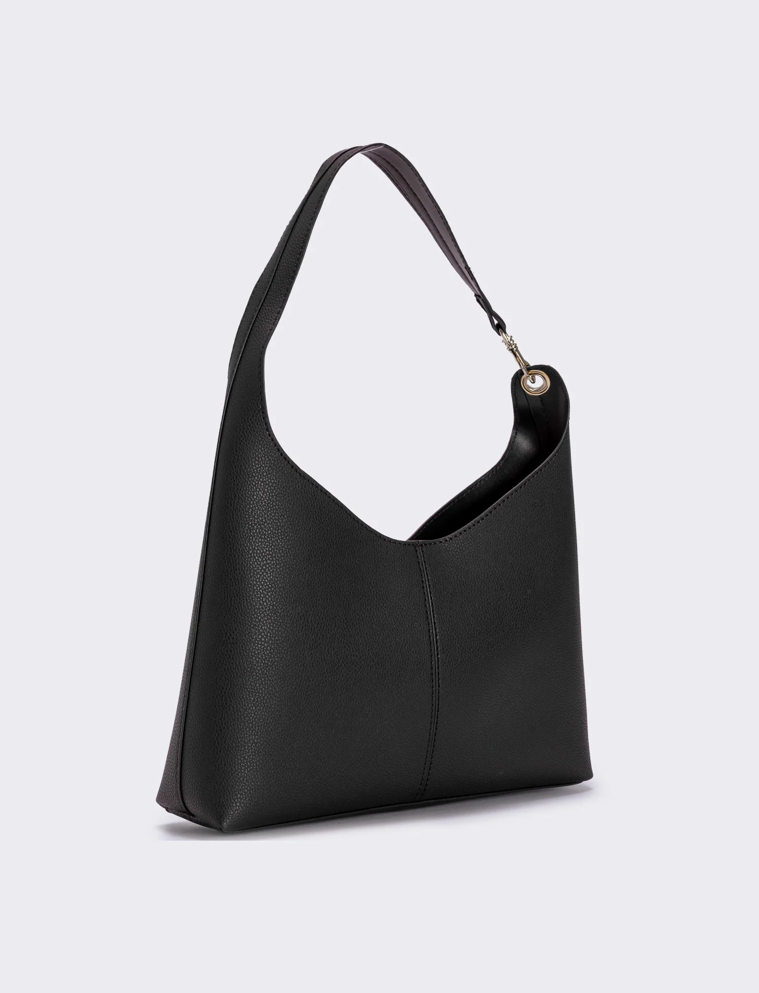 Borsa a spalla con gancio sintetica - Nero - Image 2