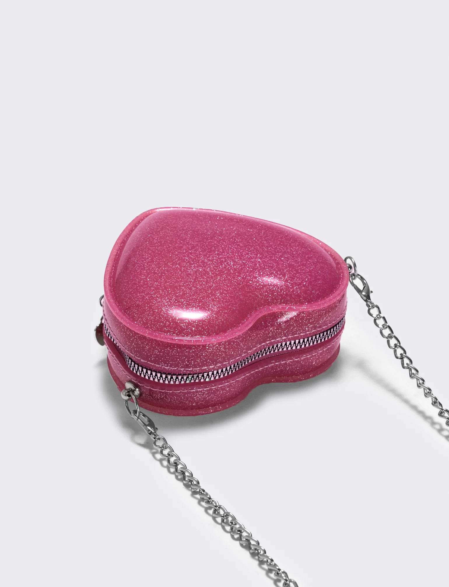Borsa bambina cuore glitter brillante - Fuxia - Image 2