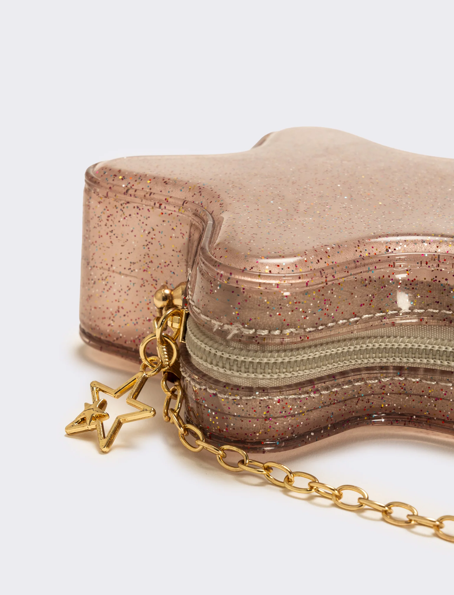 Borsa bambina gommata stella glitter con tracolla - Rosa - Image 3