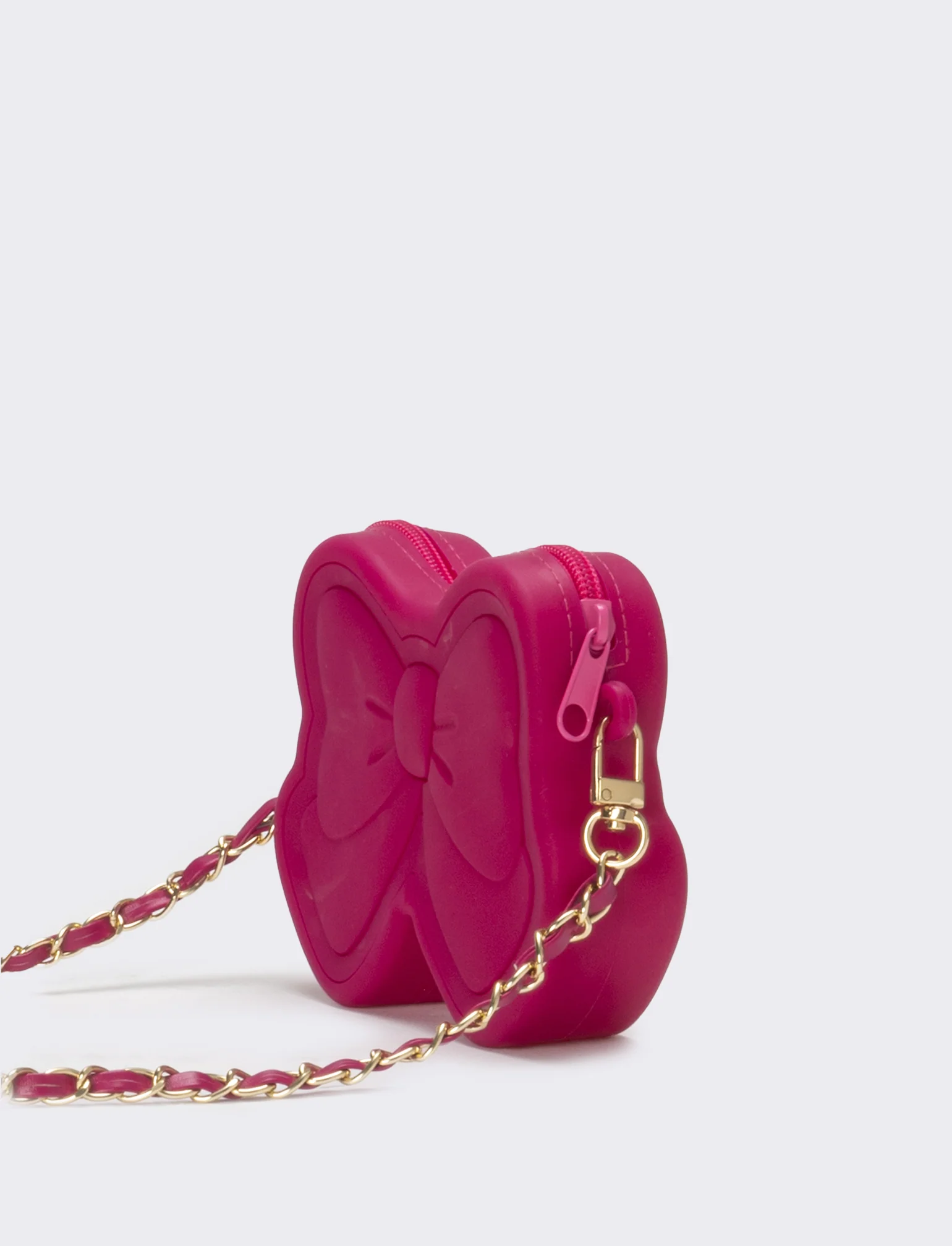 Borsa bambina modello fiocco con tracolla catena - Fuxia - Image 2