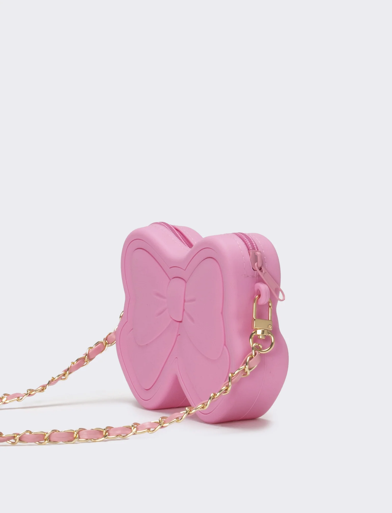 Borsa bambina modello fiocco con tracolla catena - Rosa - Image 2