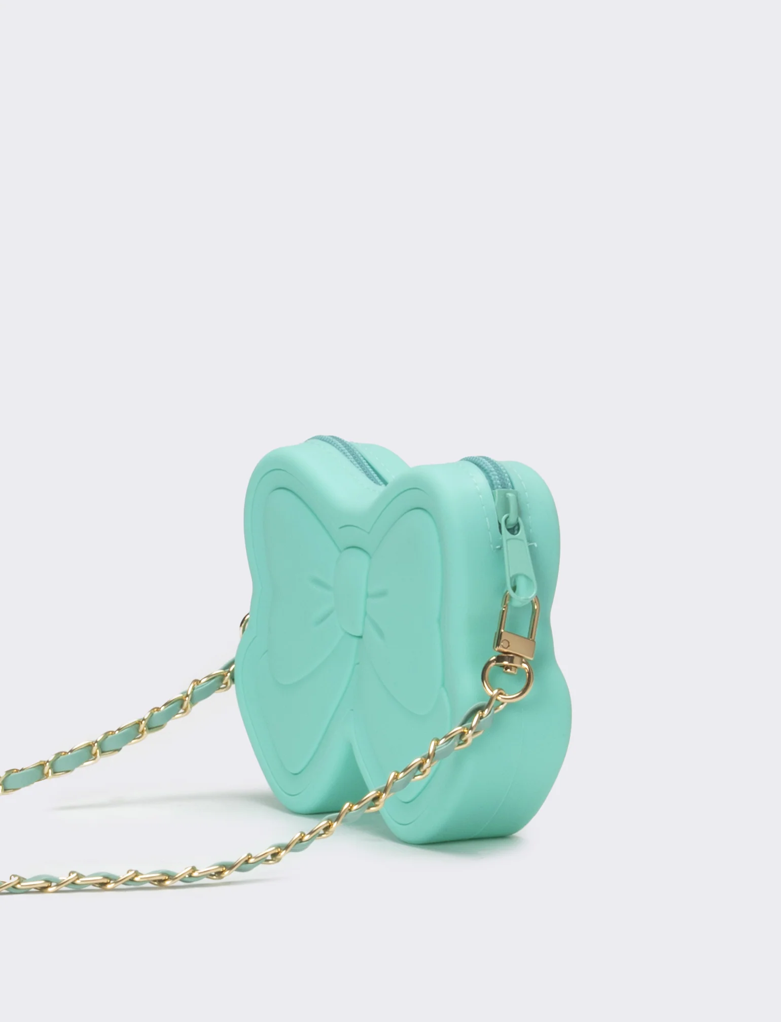 Borsa bambina modello fiocco con tracolla catena - Verde - Image 2