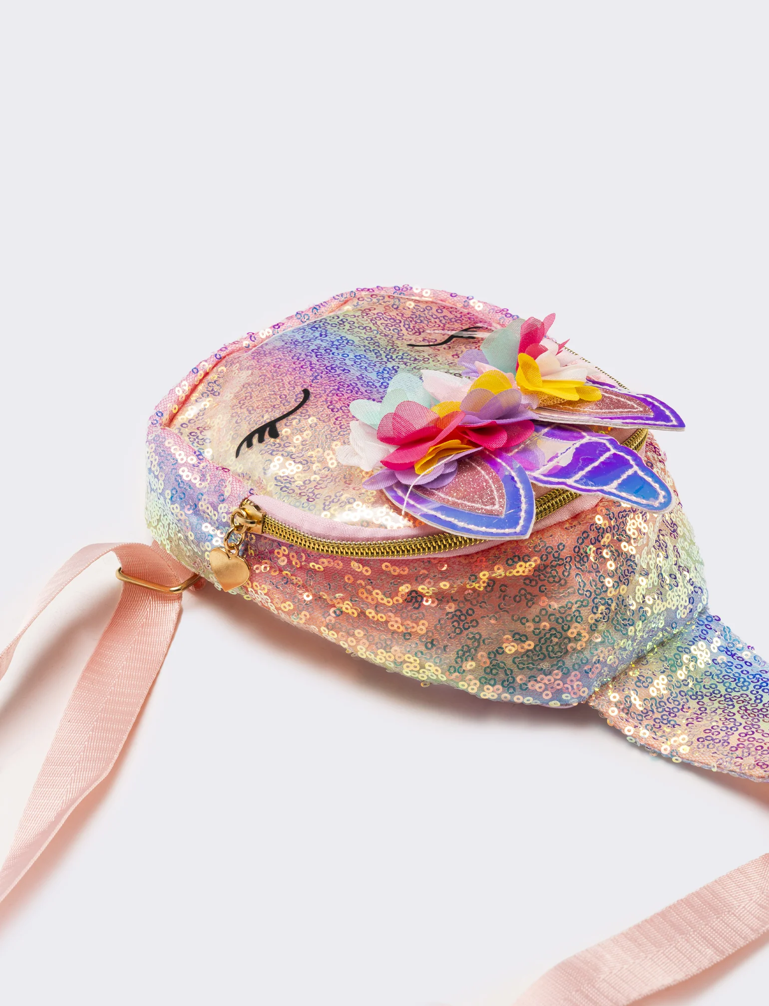 Borsa bambina monospalla unicorno con paillettes - Rosa - Image 2