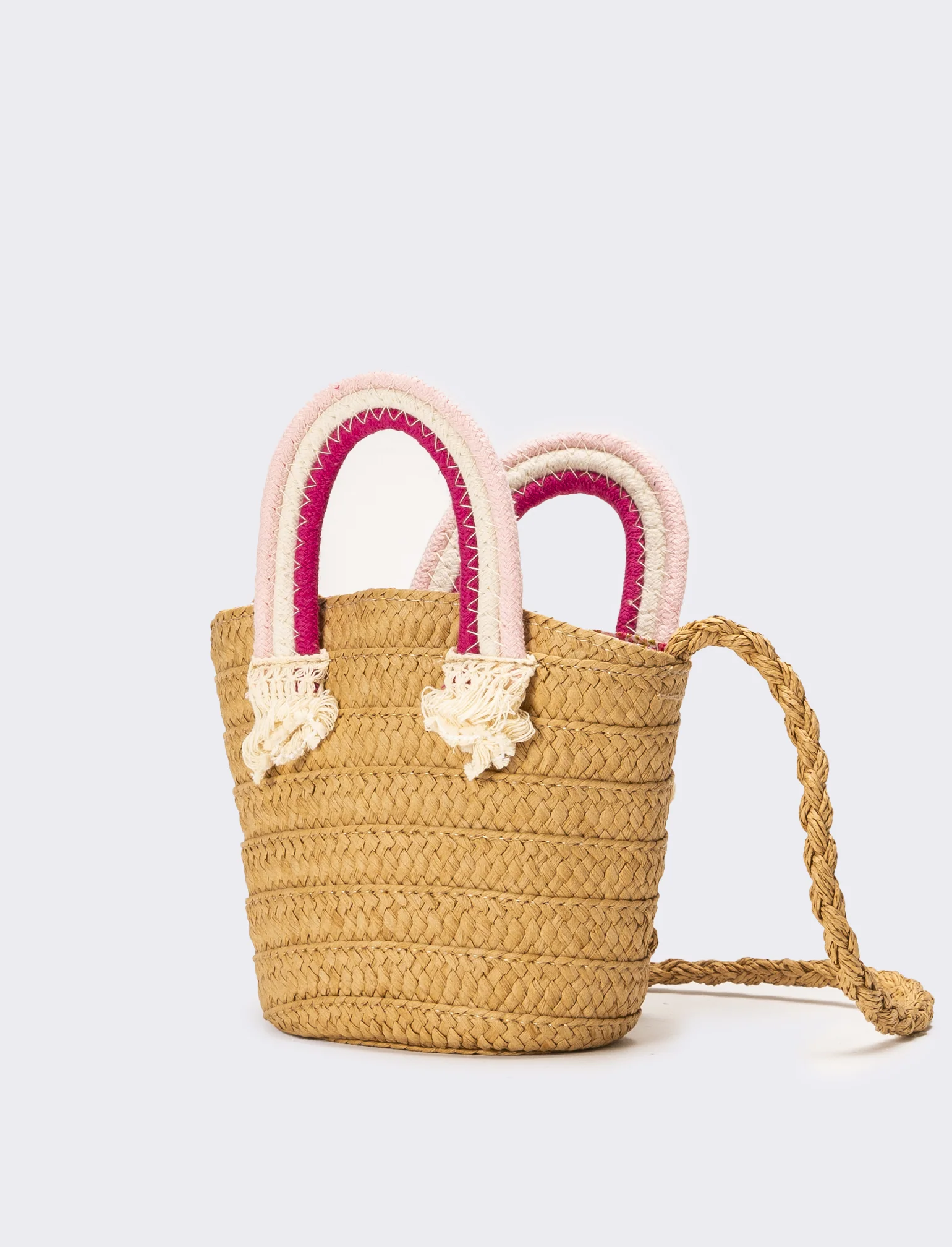 Borsa bambina paglia manico rainbow - Bianco - Image 2
