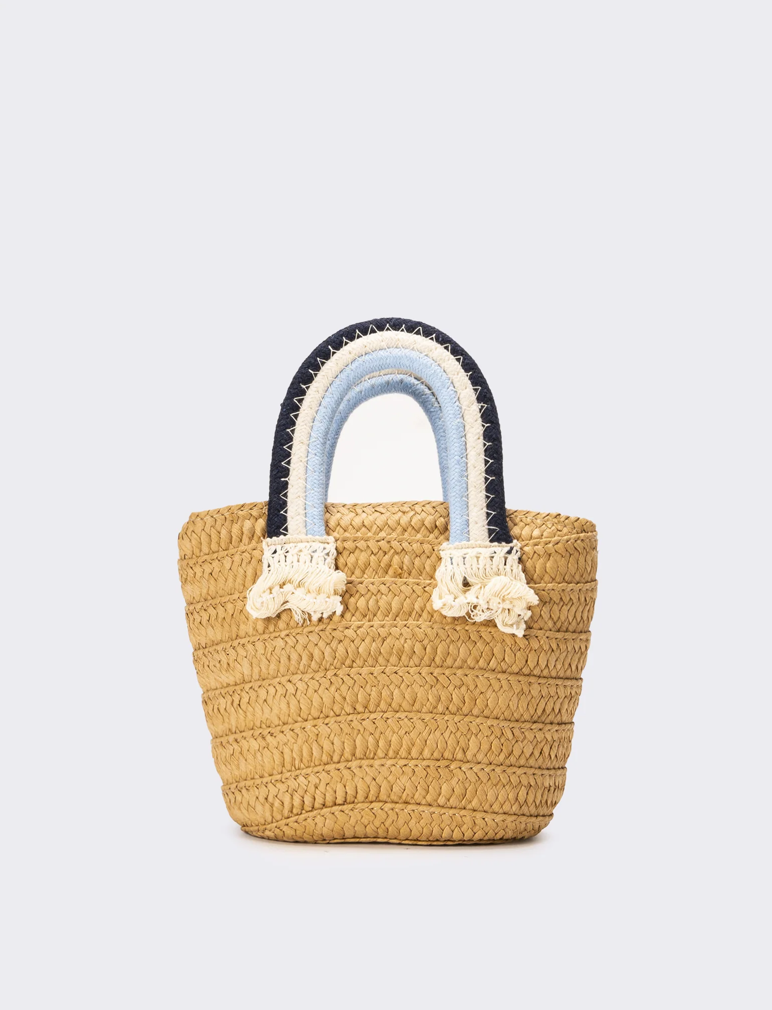 Borsa bambina paglia manico rainbow - Blu - Image 3