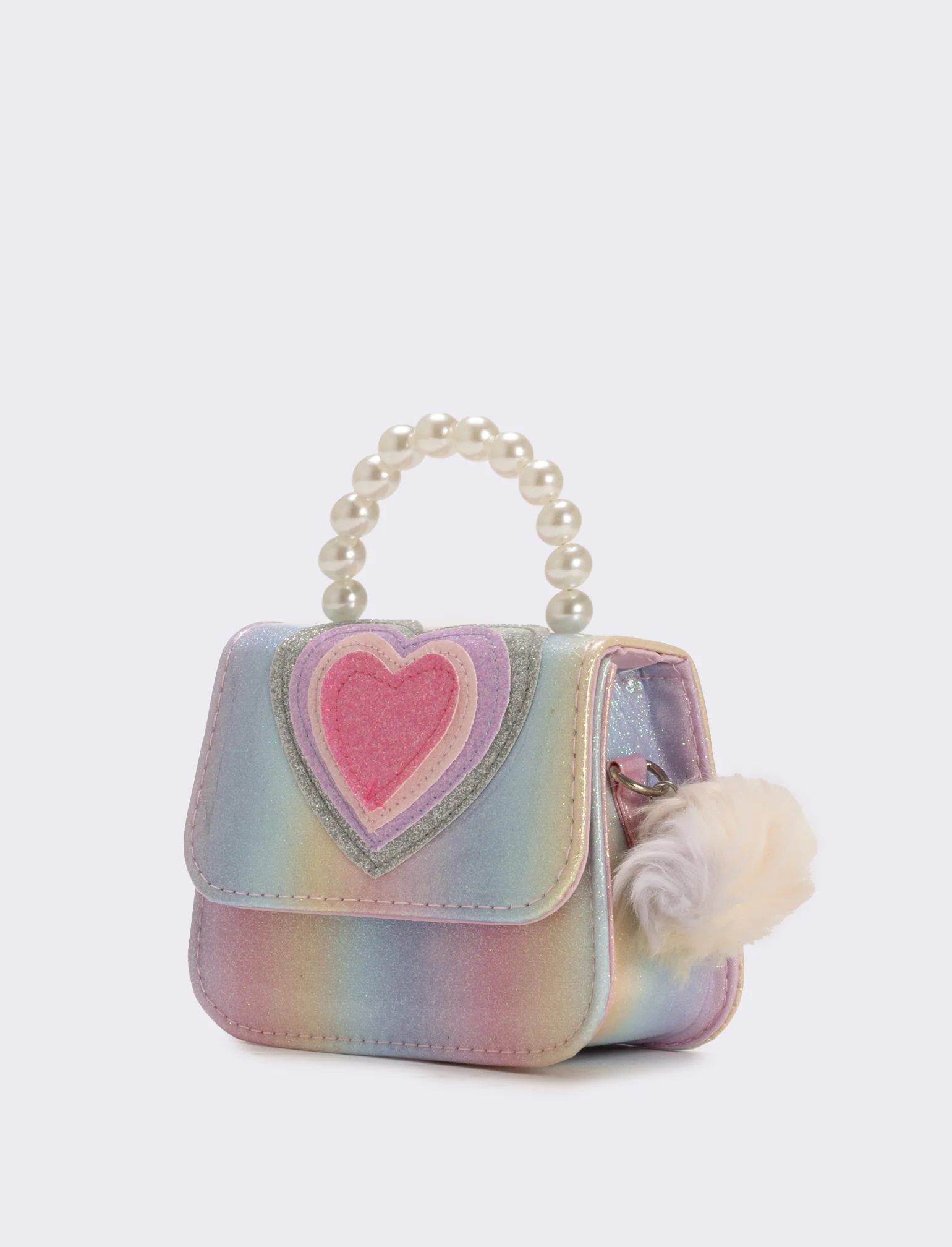 Borsa bambina tracollina con patta e manico in perle - Rosa - Image 3