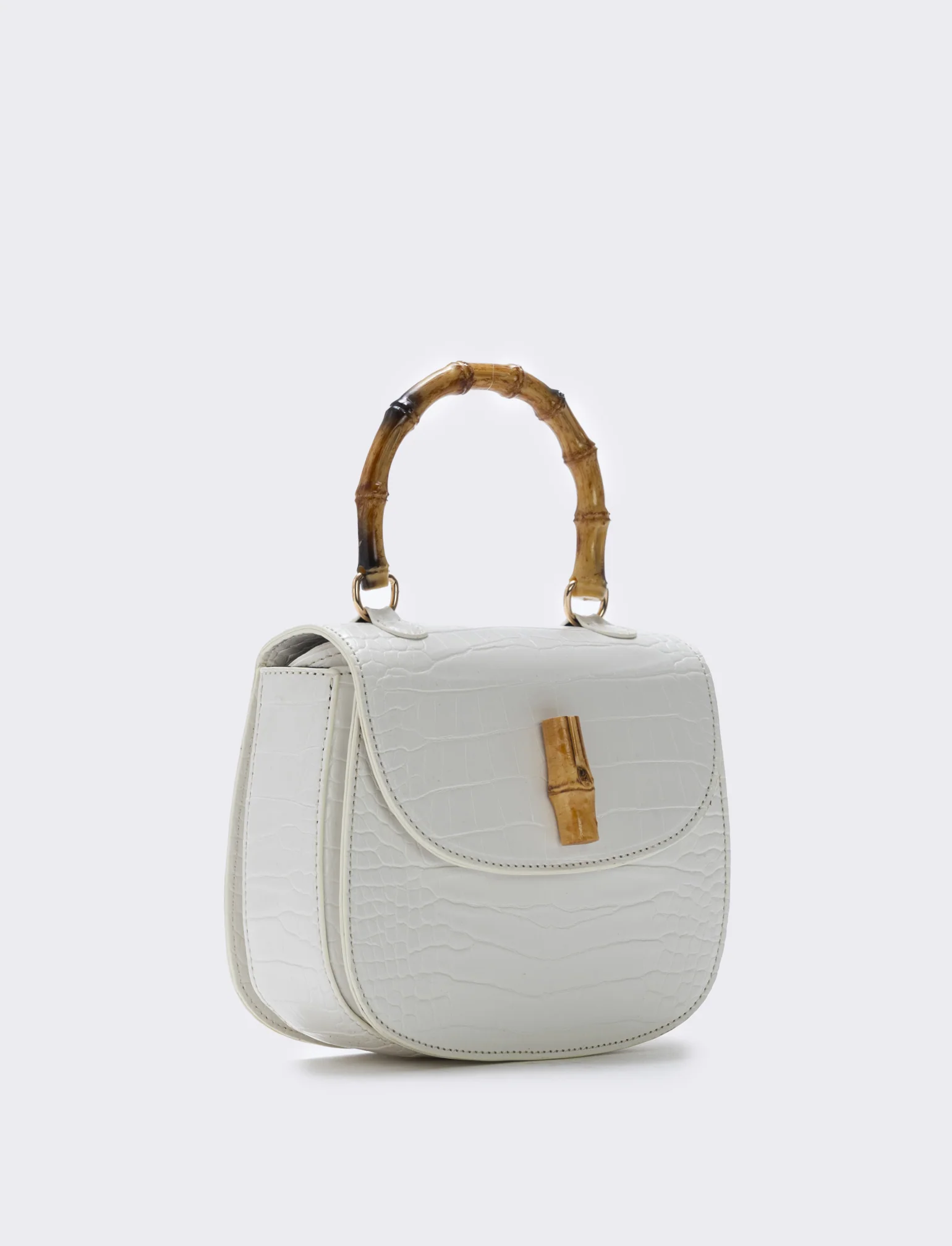 Borsa bamboo con stampa cocco elegante - Bianco panna - Image 2