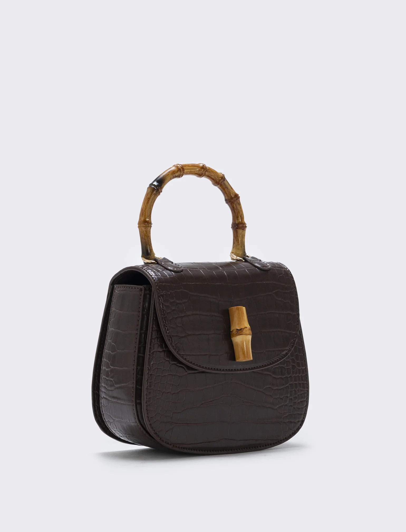 Borsa bamboo con stampa cocco elegante - Moro - Image 2