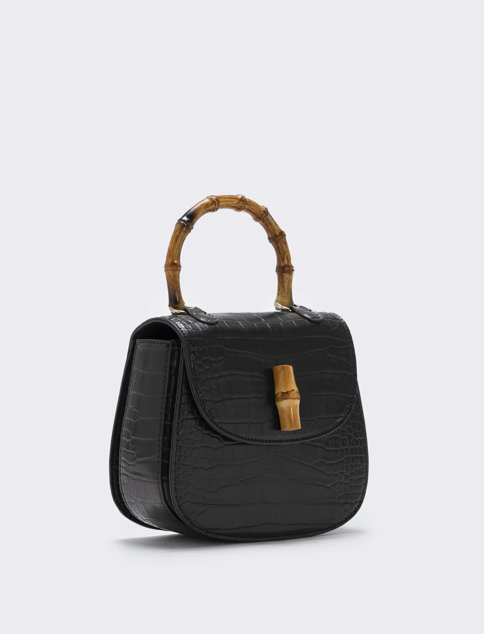 Borsa bamboo con stampa cocco elegante - Nero - Image 3