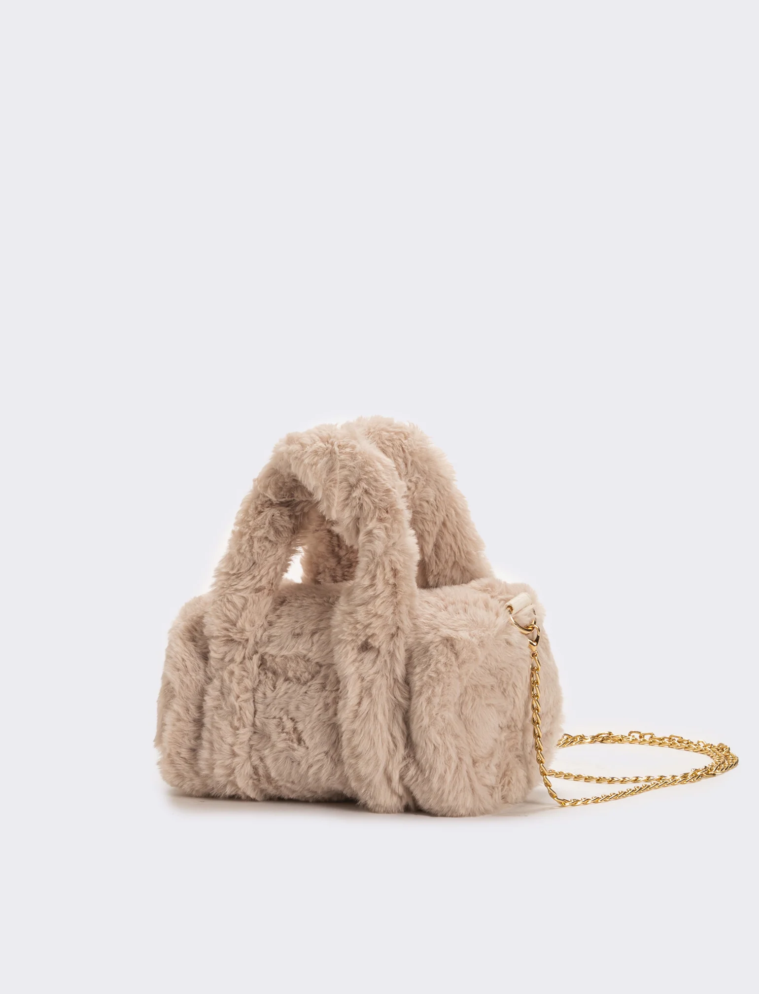 Borsa bauletto in finta pelliccia bambina - Beige - Image 3