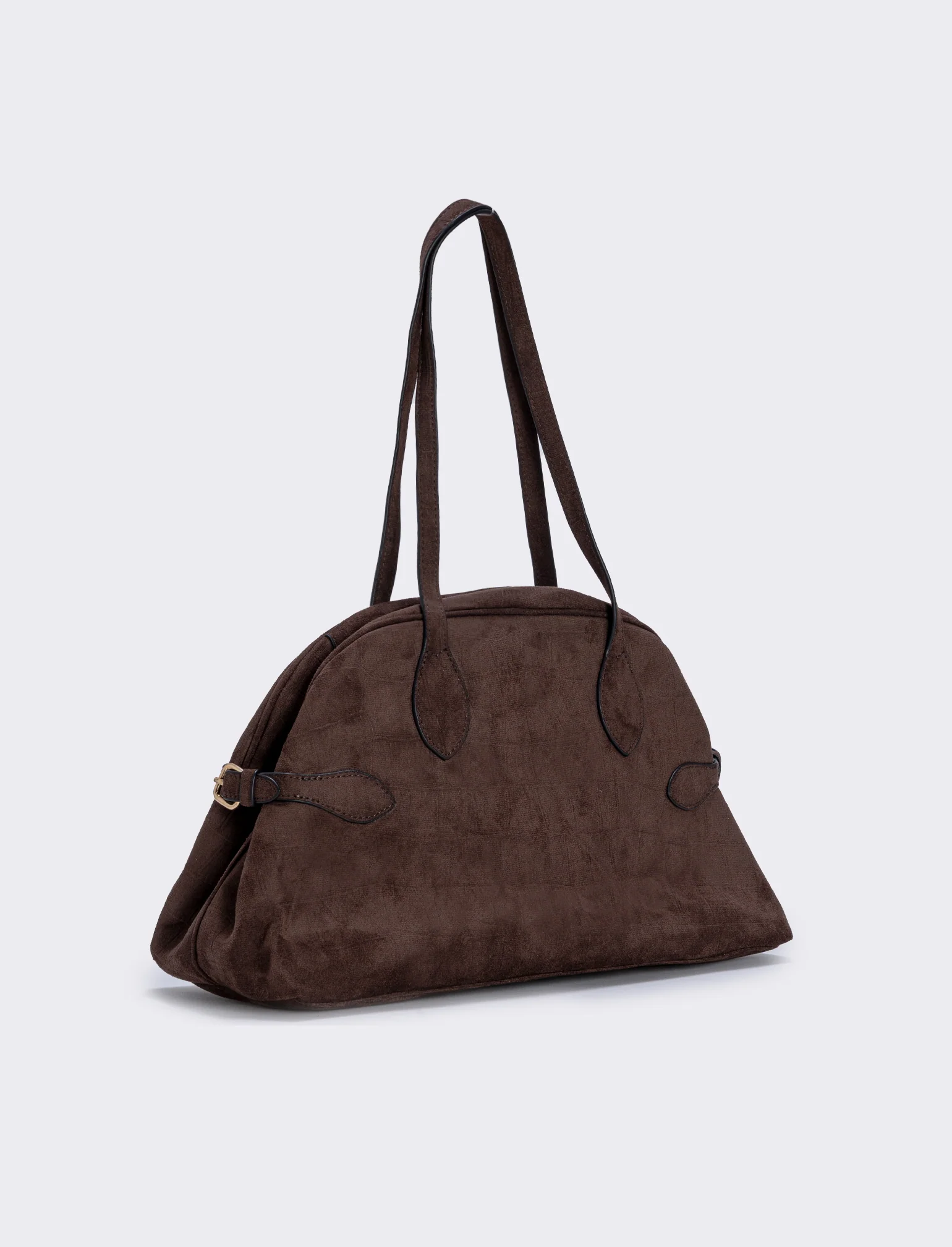 Borsa bowling suede con stampa cocco - Moro - Image 2