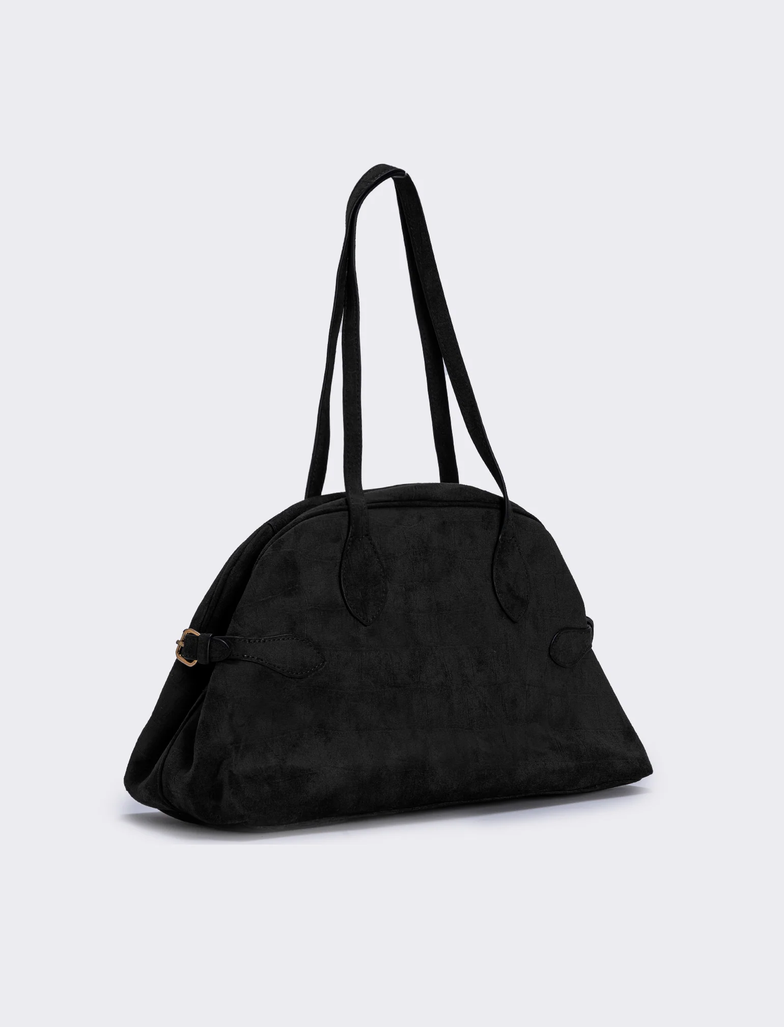 Borsa bowling suede con stampa cocco - Nero - Image 2