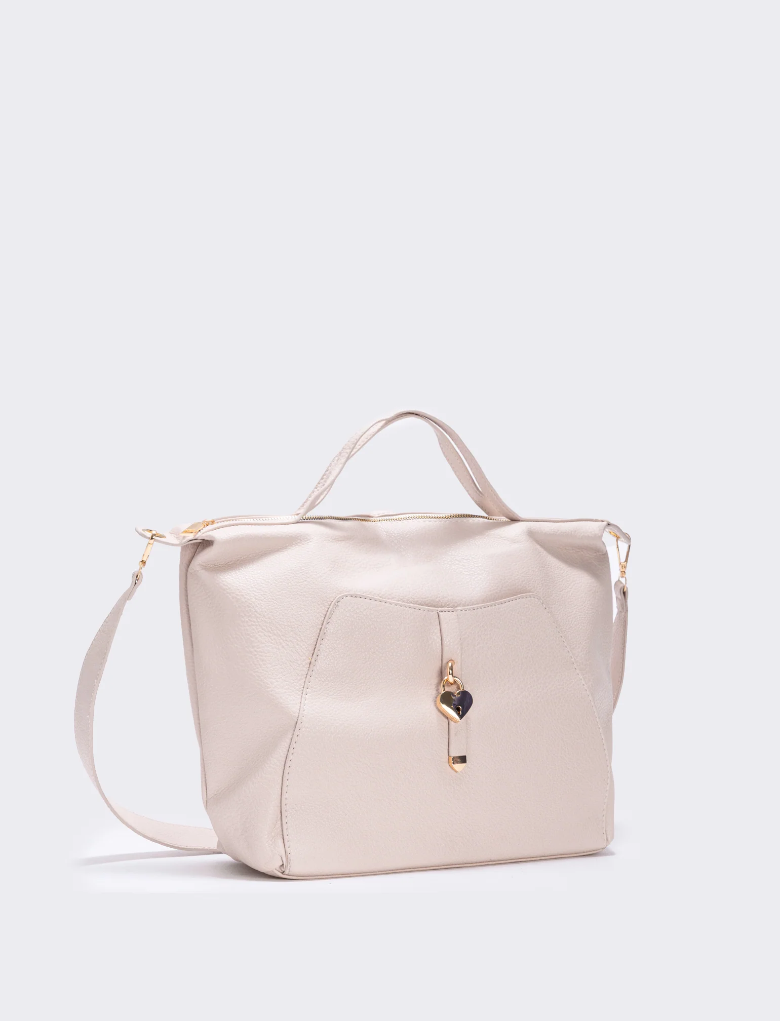 Borsa catenaccio a cuore - Beige - Image 2