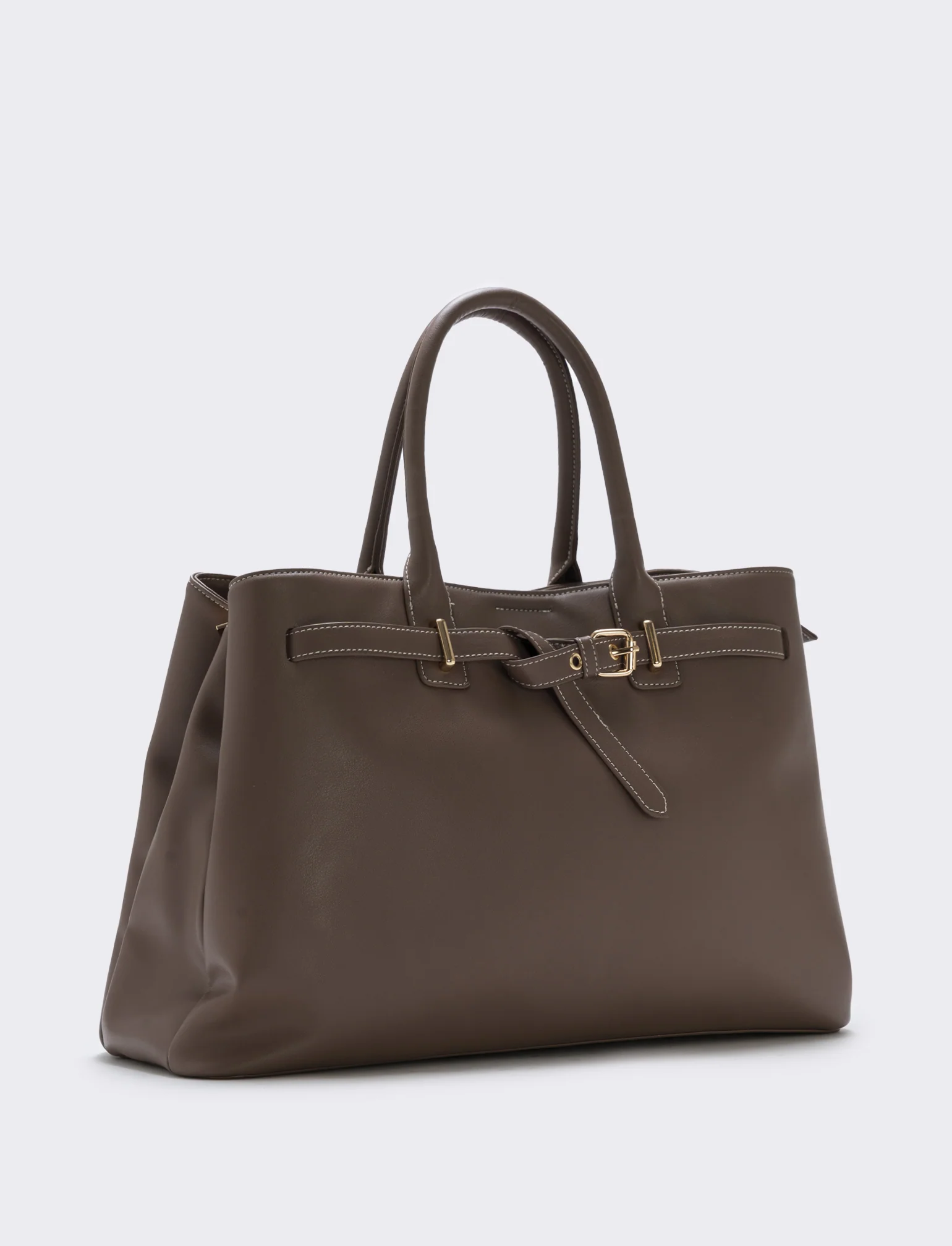 Borsa con fibbia e cinturino elegante - Grigio fango - Image 2