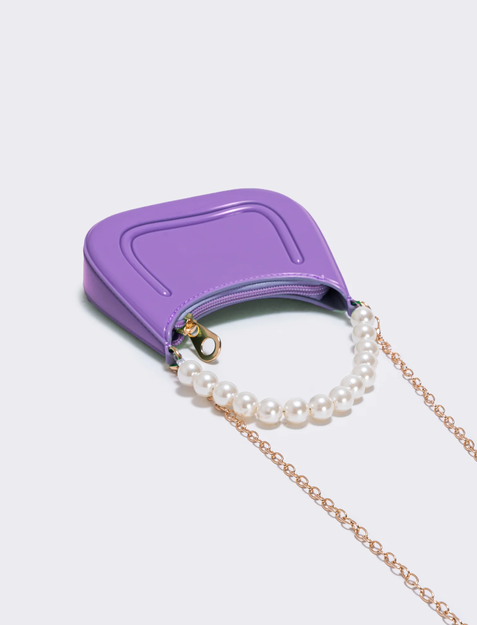 Borsa con manico e perle eleganti - Lilla - Image 2