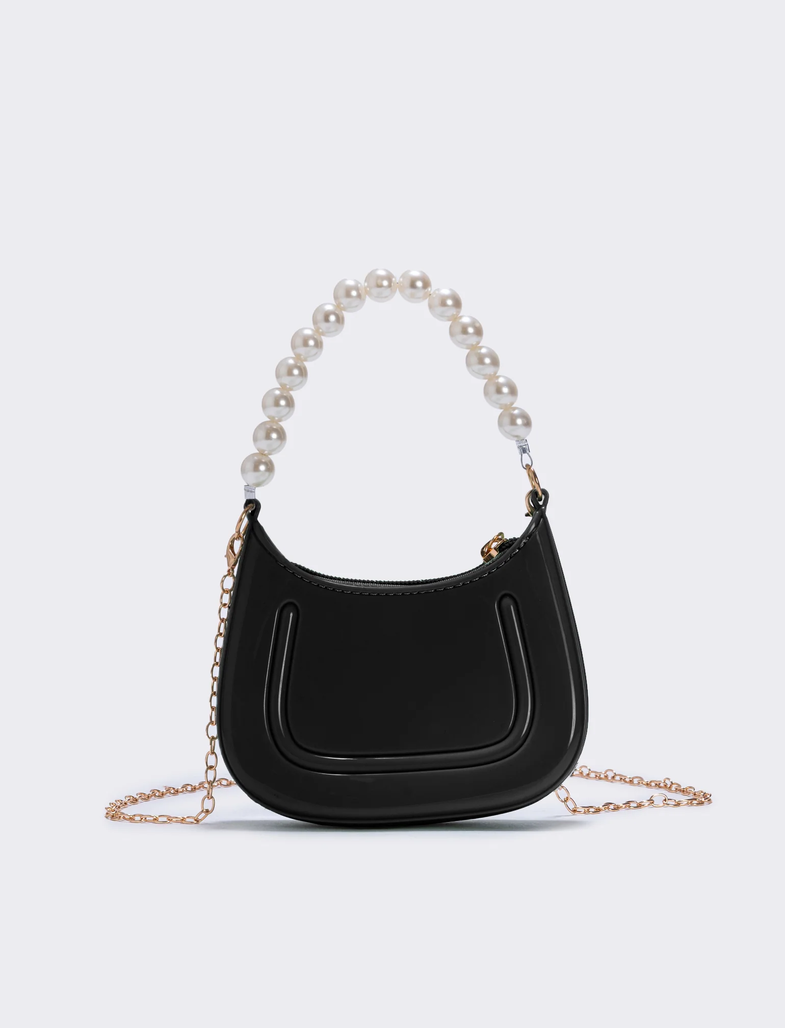 Borsa con manico e perle eleganti - Nero