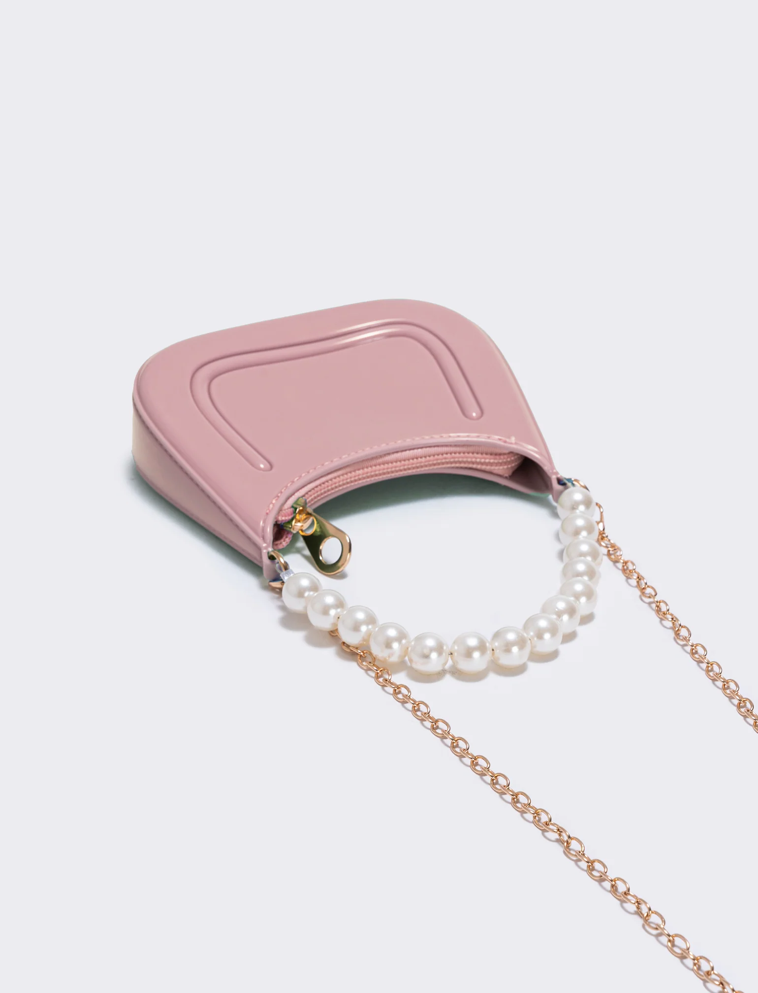 Borsa con manico e perle eleganti - Pesca - Image 2
