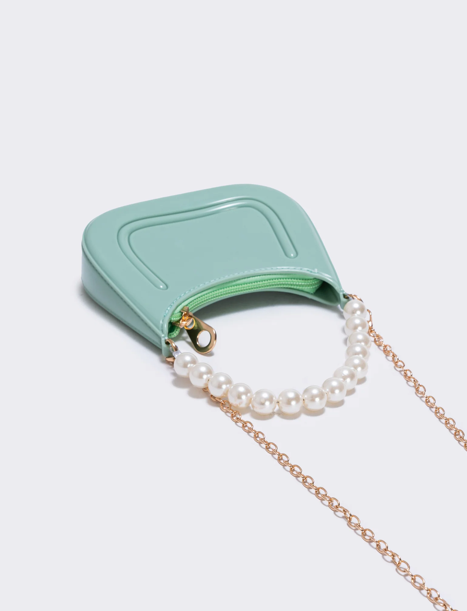 Borsa con manico e perle eleganti - Verde - Image 2