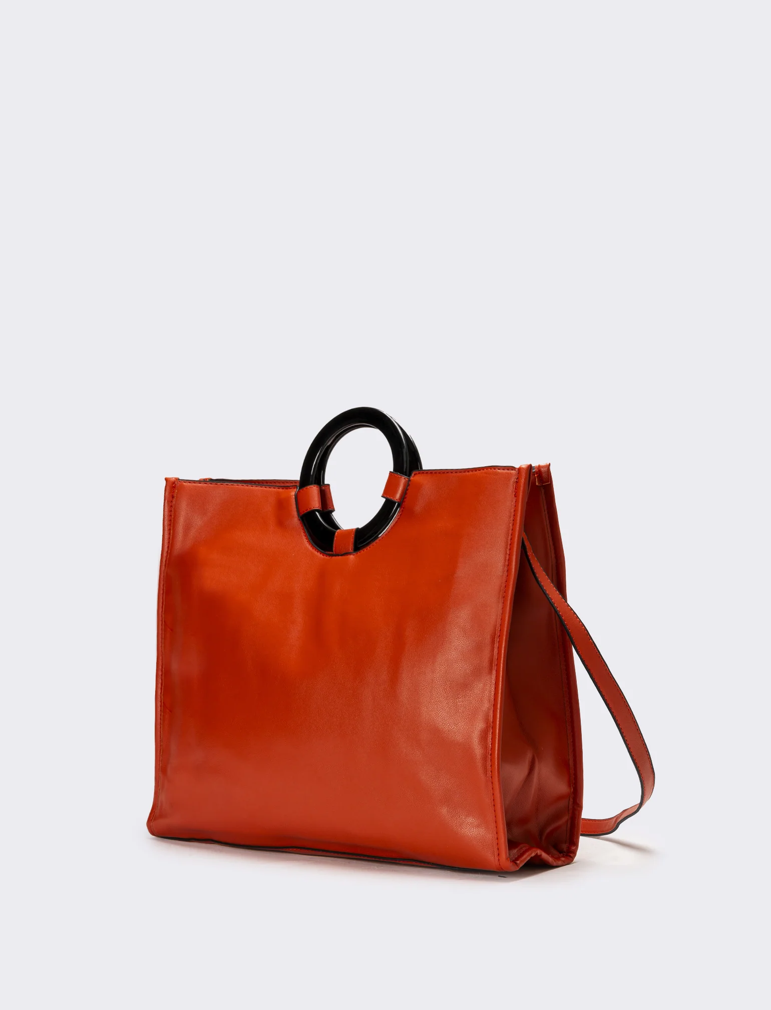 Borsa con manico tondo e tracolla - Arancio - Image 2