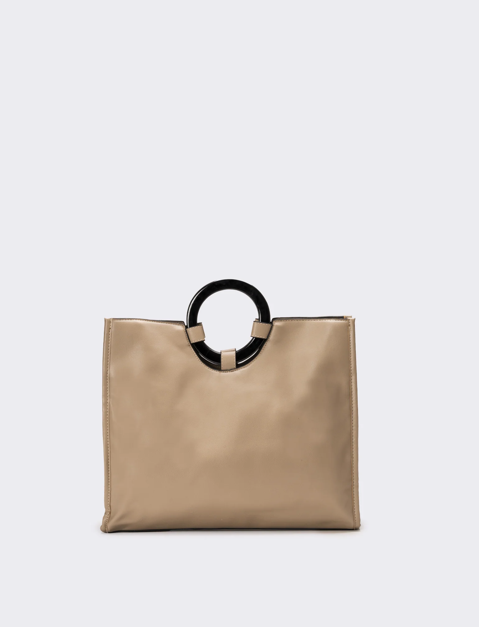 Borsa con manico tondo e tracolla - Beige