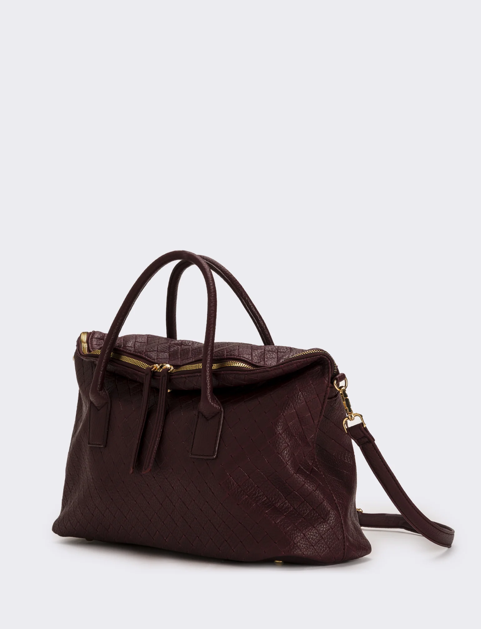 Borsa con patta mezzaluna doppio cursore donna - Bordeaux - Image 2