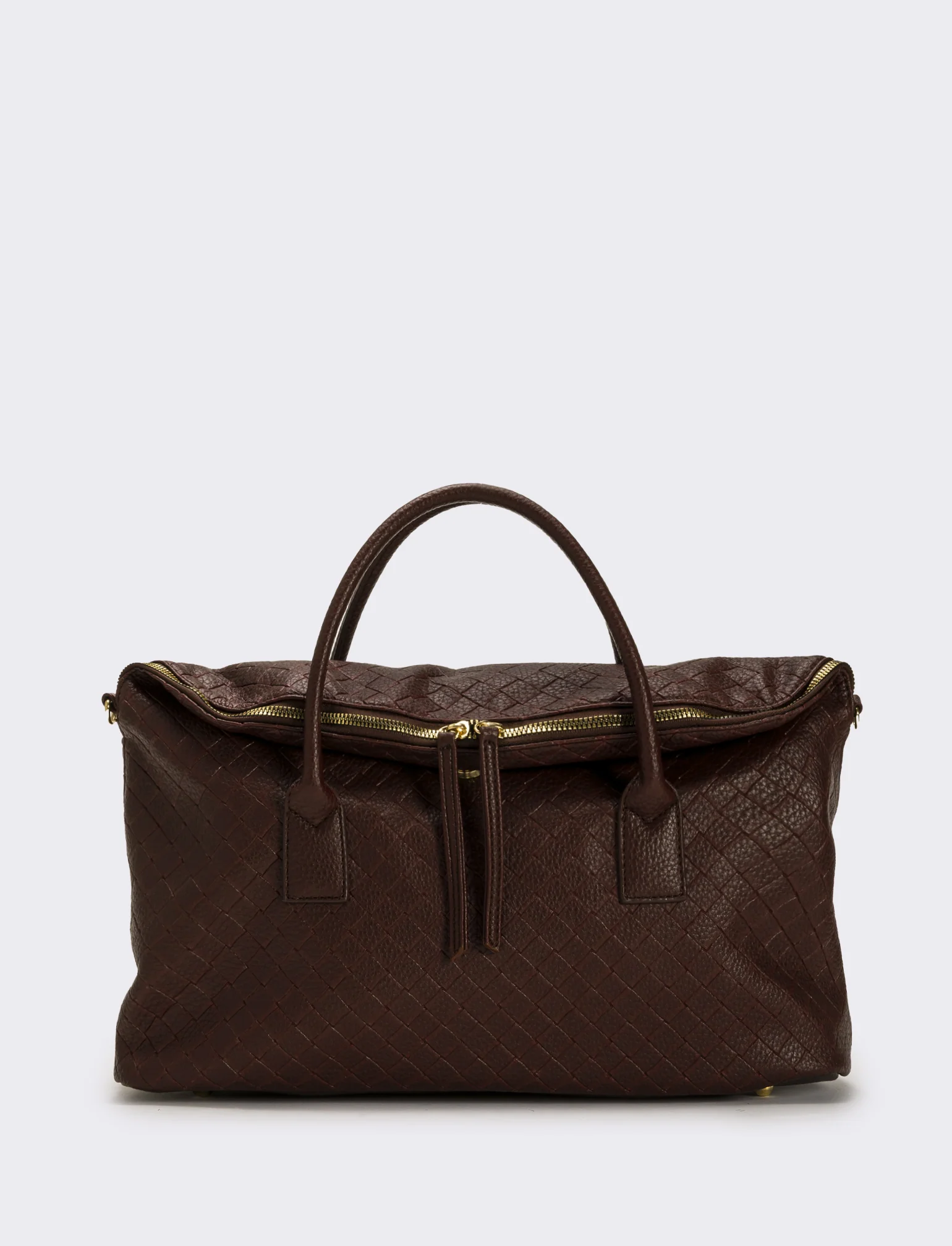 Borsa con patta mezzaluna doppio cursore donna - Marrone - Image 2