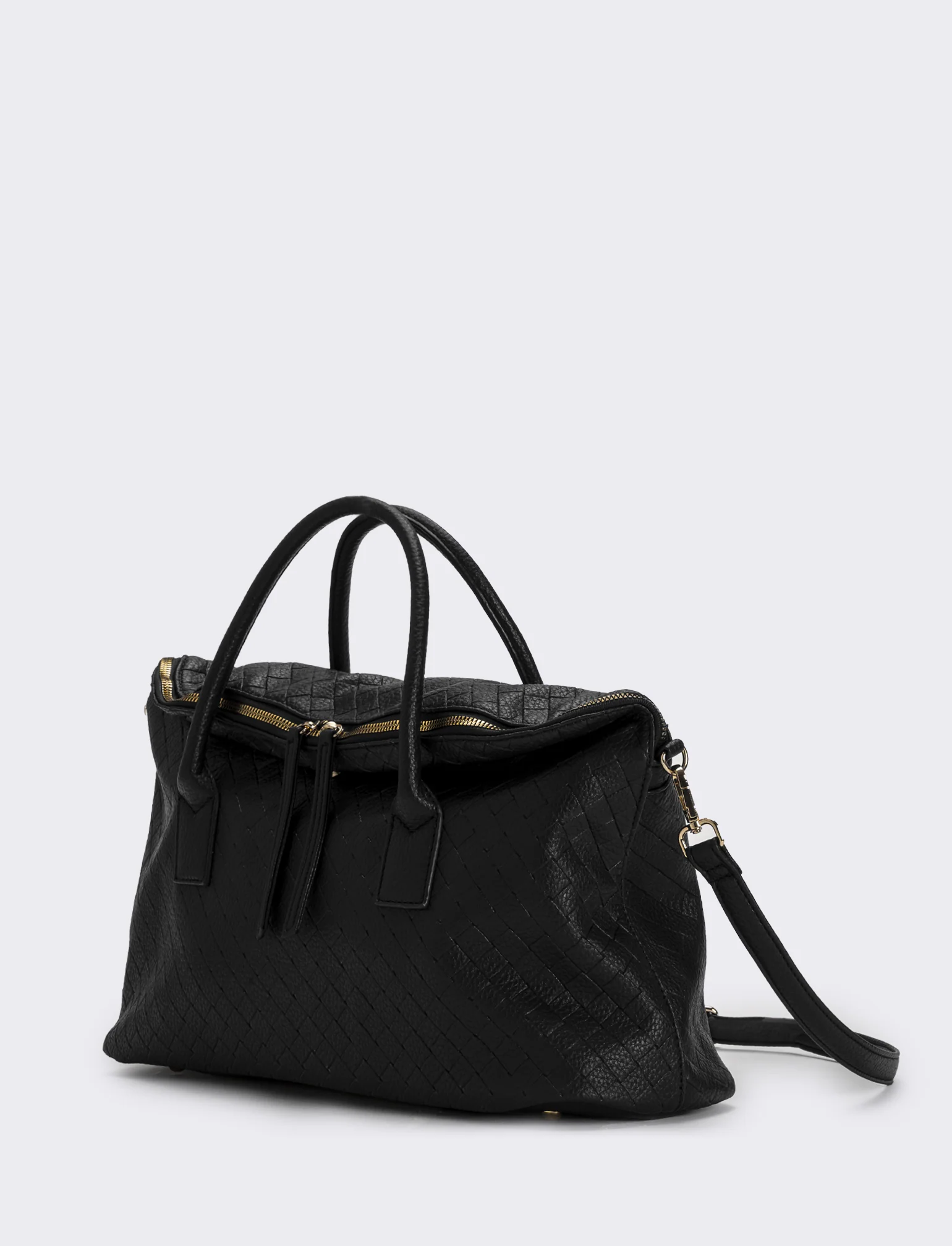 Borsa con patta mezzaluna doppio cursore donna - Nero - Image 2
