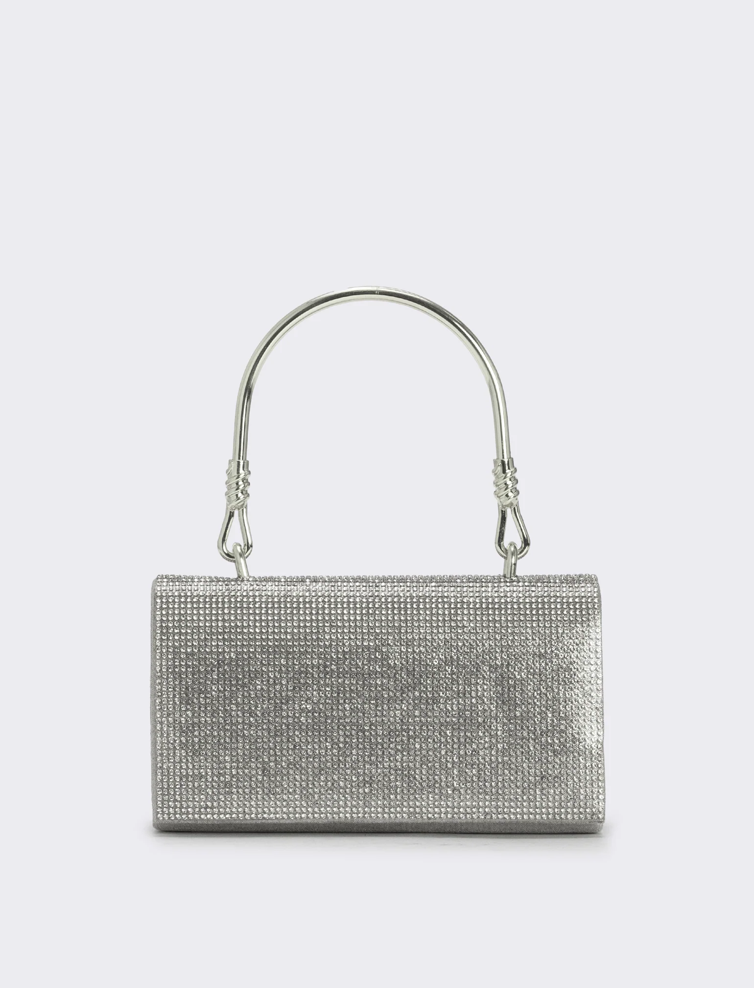 Borsa con strass e manico metallico - Nero