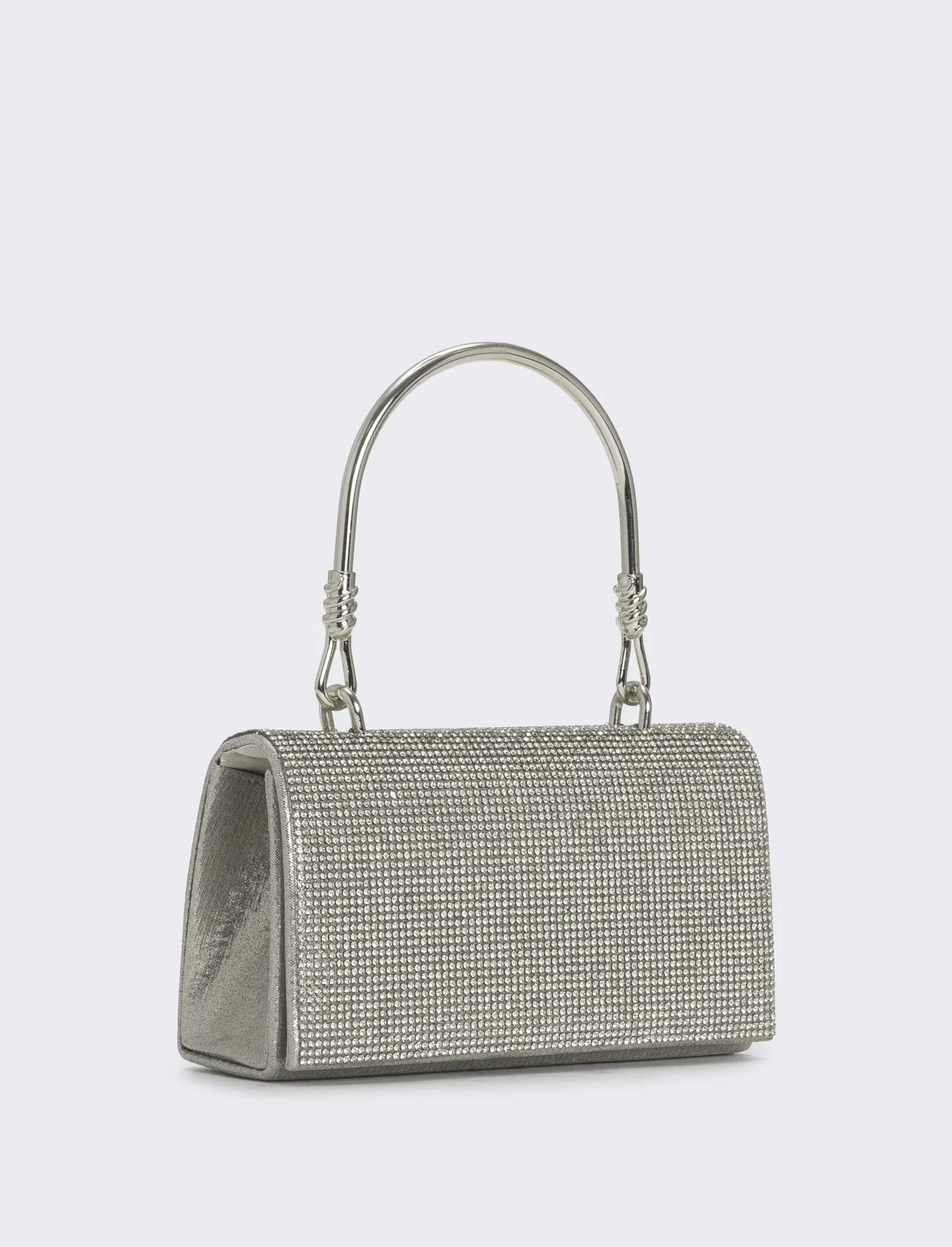 Borsa con strass e manico metallico - Nero - Image 2