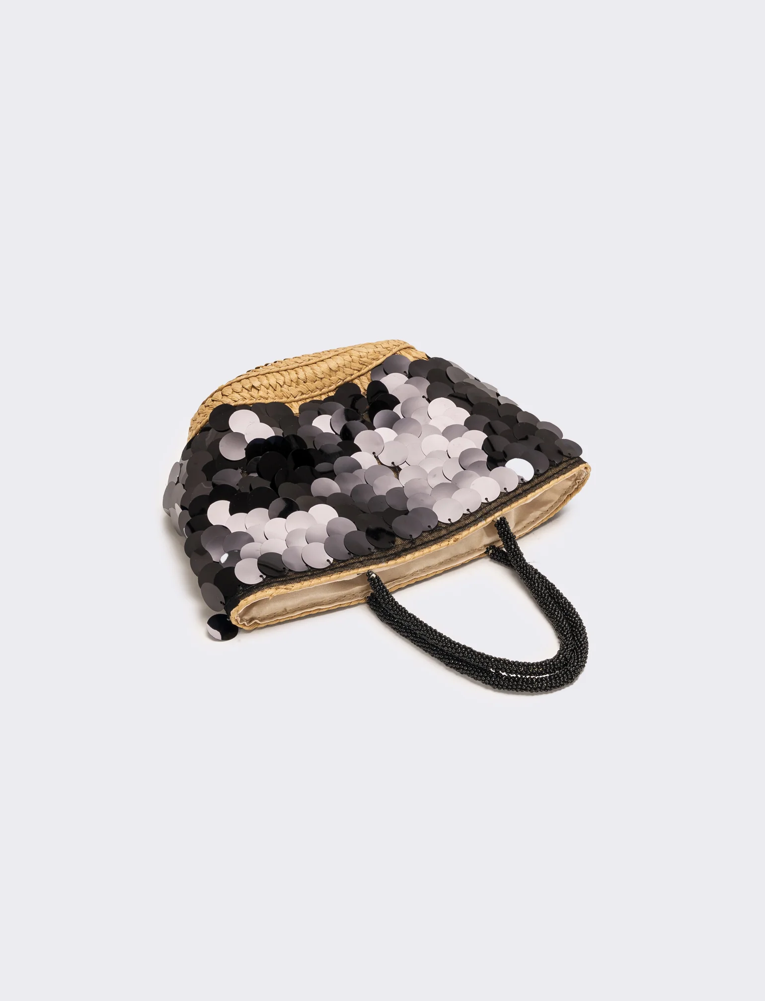 Borsa donna a mano con paillettes grandi - Nero - Image 2