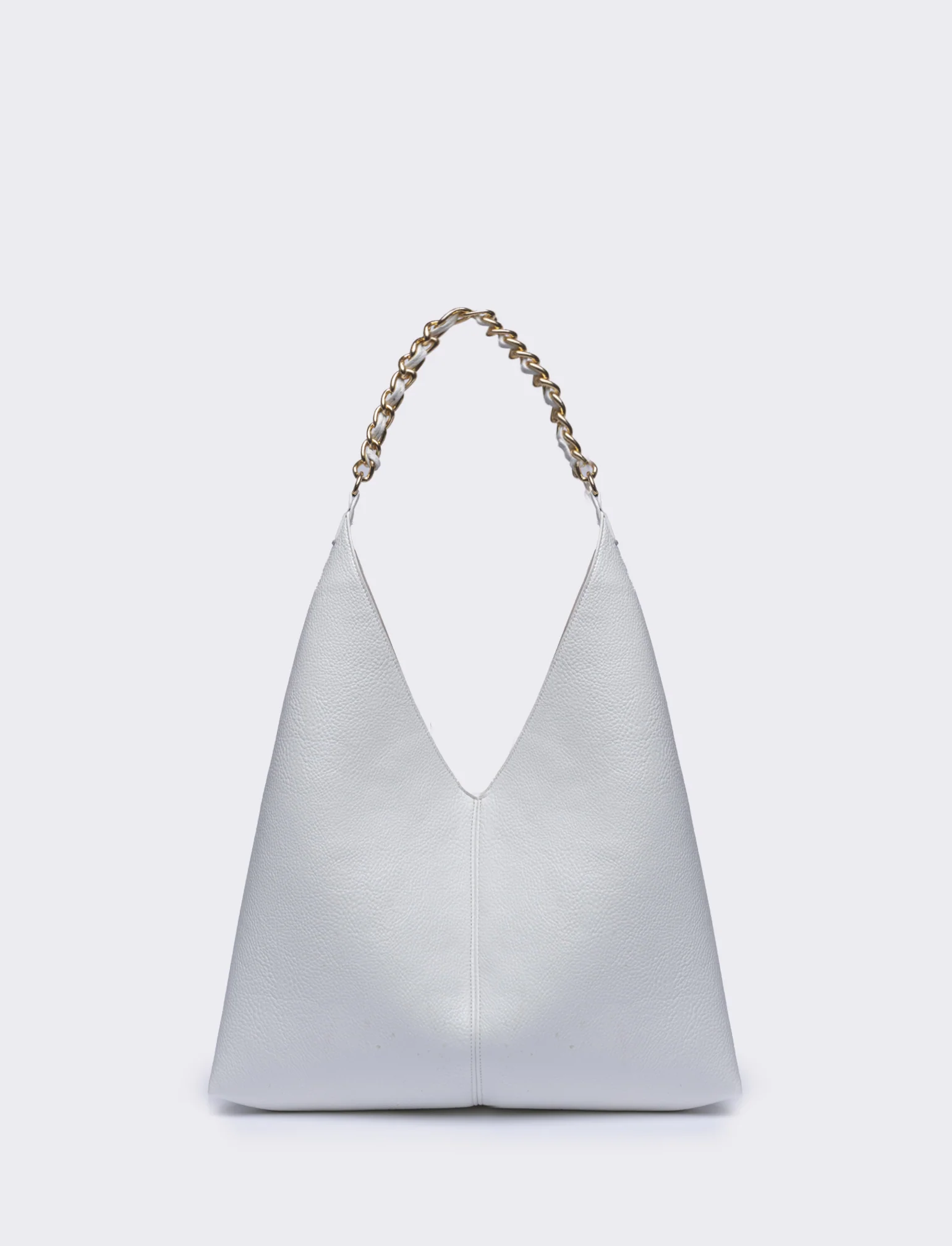 Borsa donna a sacca con catena - Bianco