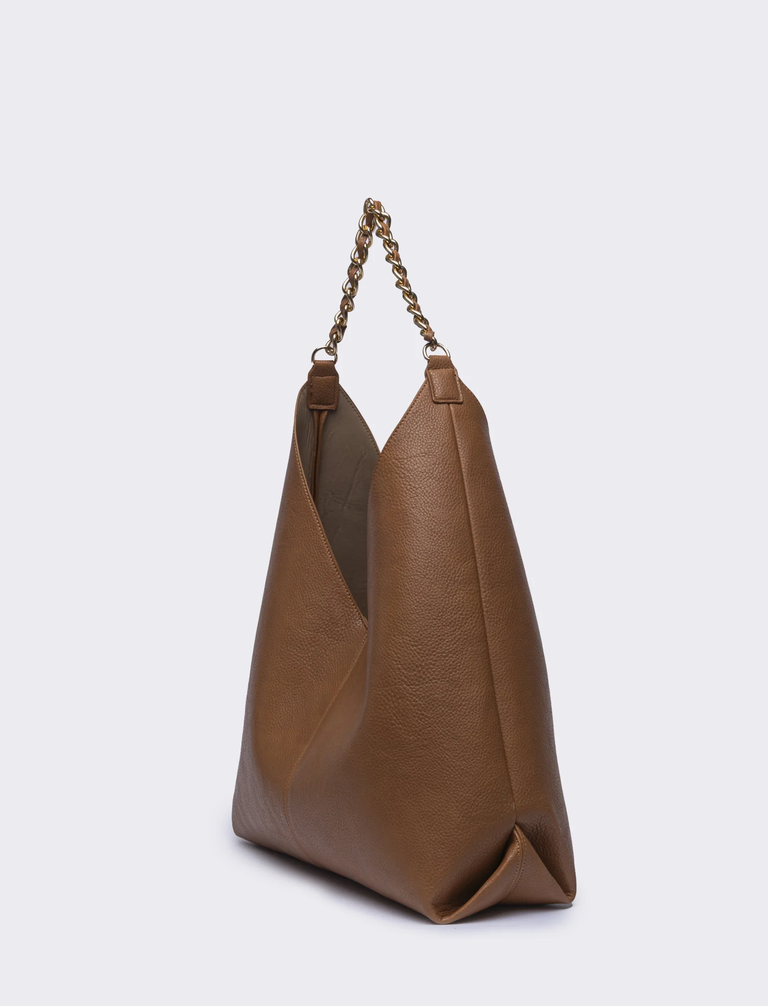 Borsa donna a sacca con catena - Cuoio - Image 2